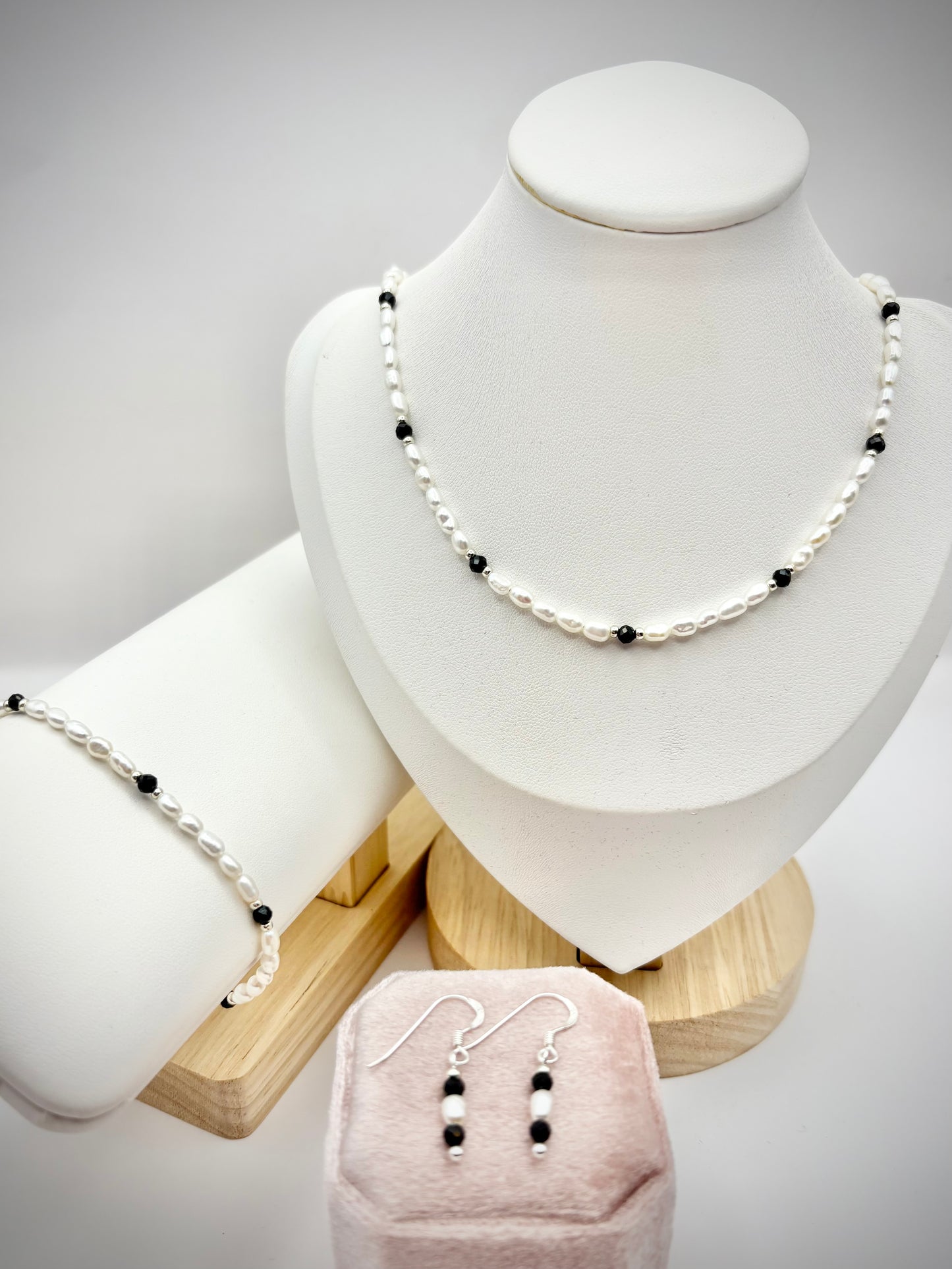 Handmade Pearl & Tourmaline Jewellery Set – Sterling Silver