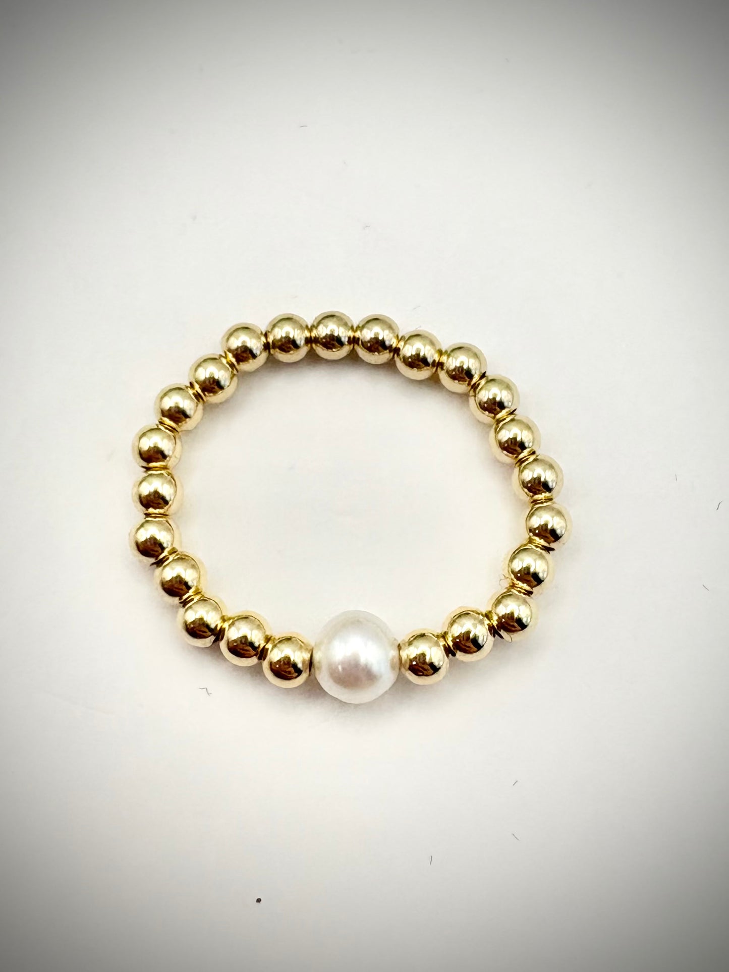 Luxe 925 Sterling Silver or Gold-Filled Freshwater Pearl Beaded Stretch Ring - Perfect For Stacking