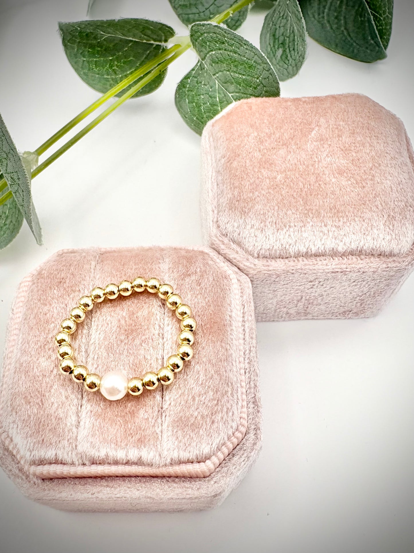 Luxe 925 Sterling Silver or Gold-Filled Freshwater Pearl Beaded Stretch Ring - Perfect For Stacking