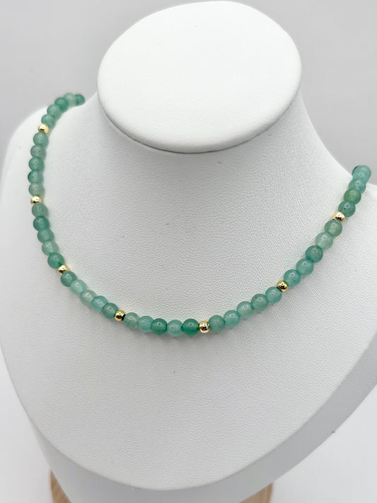 Green Aventurine Gemstone Necklace - Gold-Plated or Gold-Filled