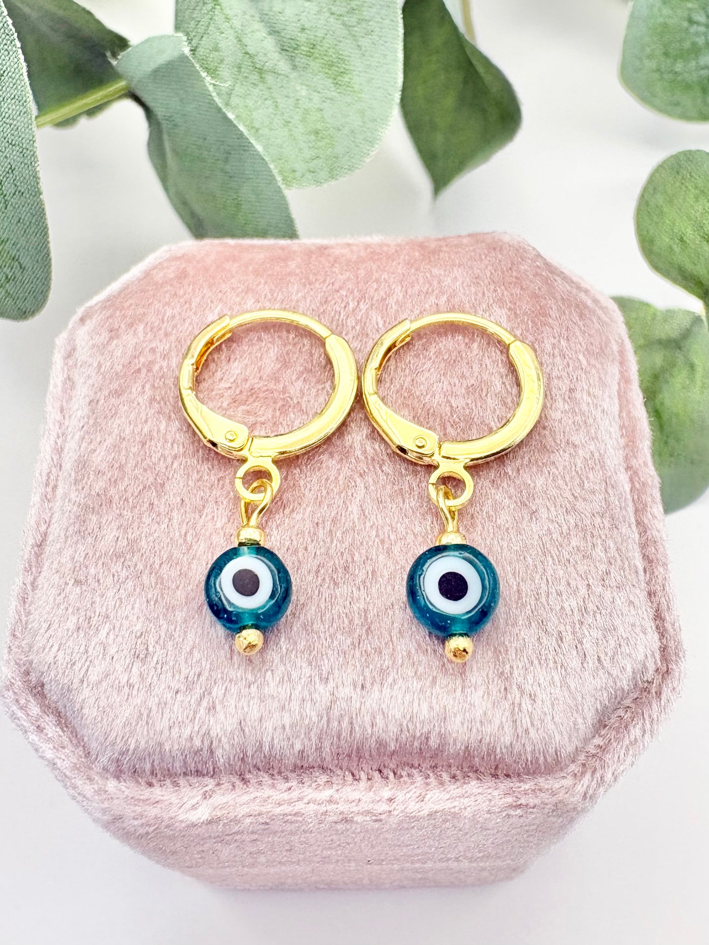 Evil Eye Huggie Earrings - Gold or Silver