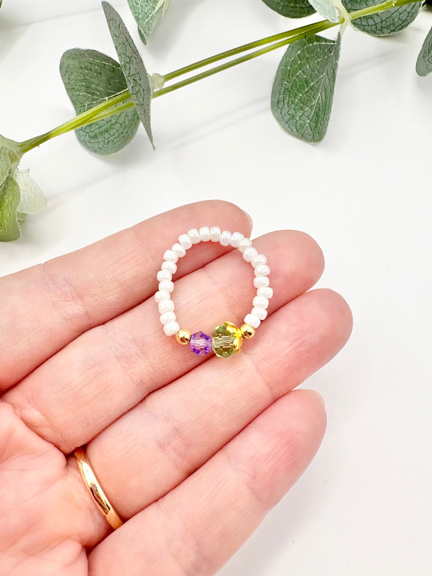 Thistle Seed Beaded Stretch Ring