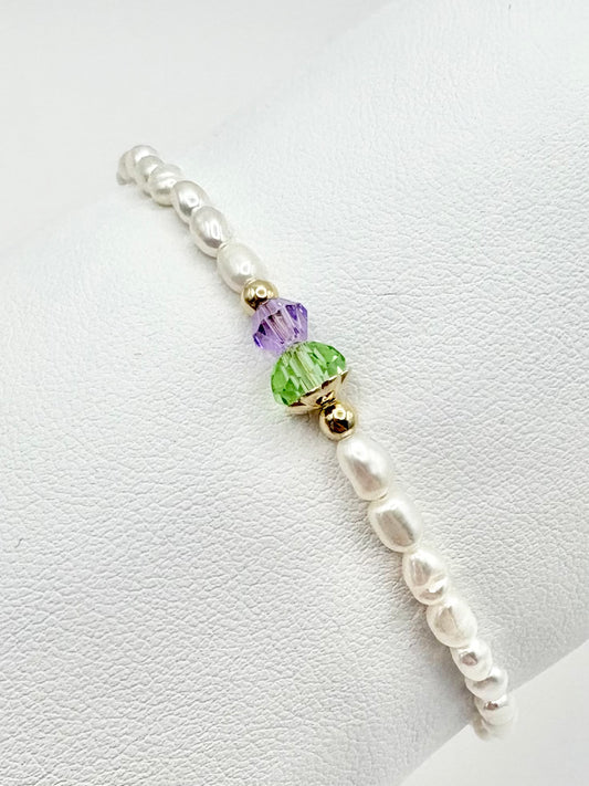 Dainty Thistle Freshwater Pearl Bracelet Sterling Silver or Gold-Filled Clasp