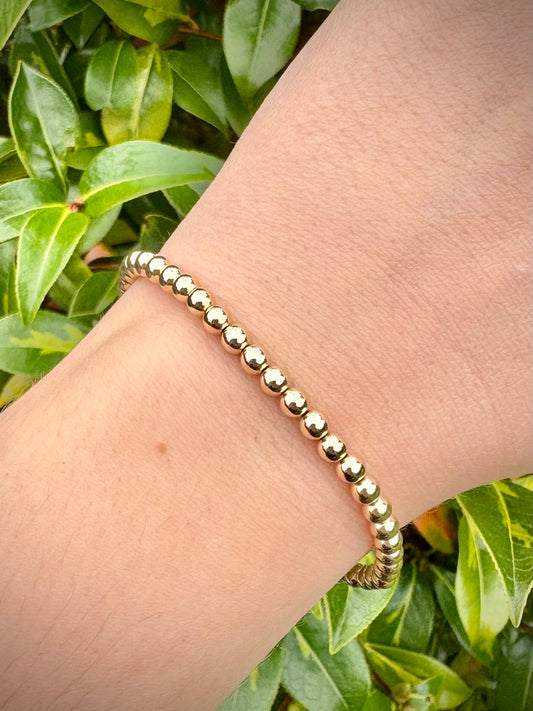 Luxe 14k Gold-filled 4mm Beaded Stretch Bracelet - Perfect For Stacking