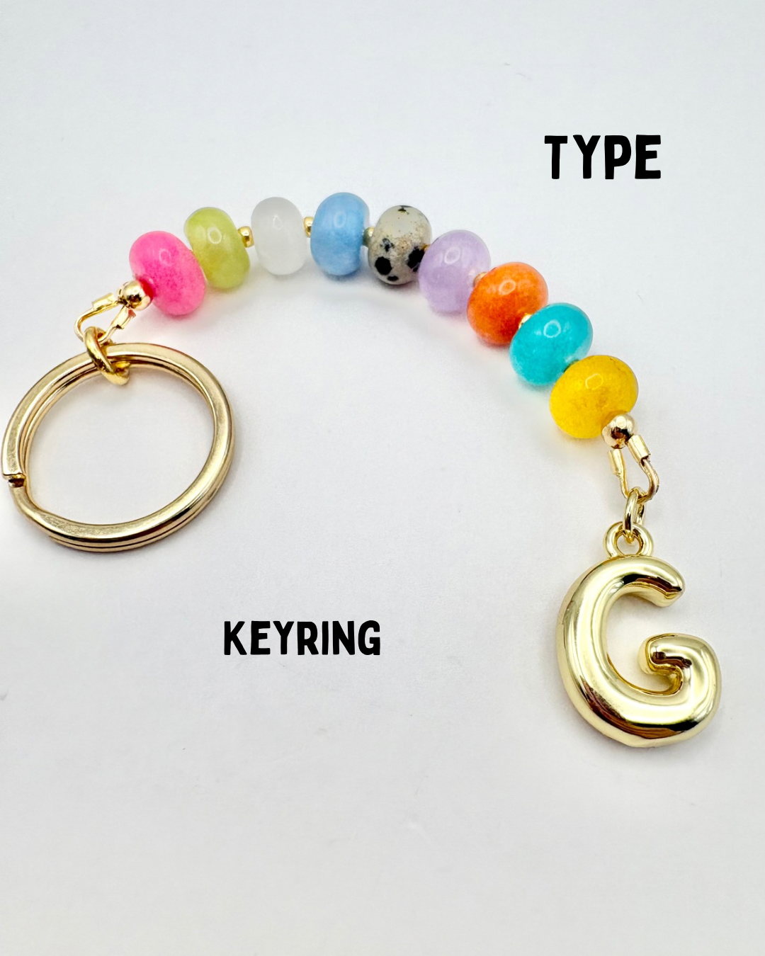 The Candi Keyring - Personalised Gemstone Bag Charm With Initial