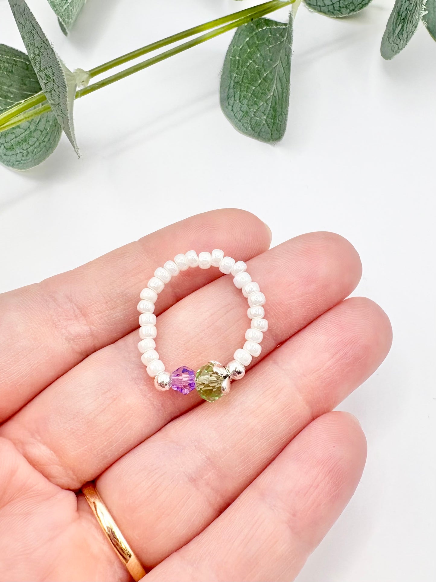 Thistle Seed Beaded Stretch Ring