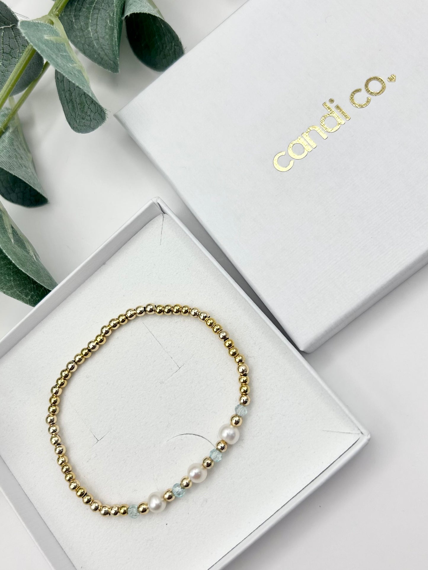 Crystal Freshwater Pearl Bracelet  - Gold