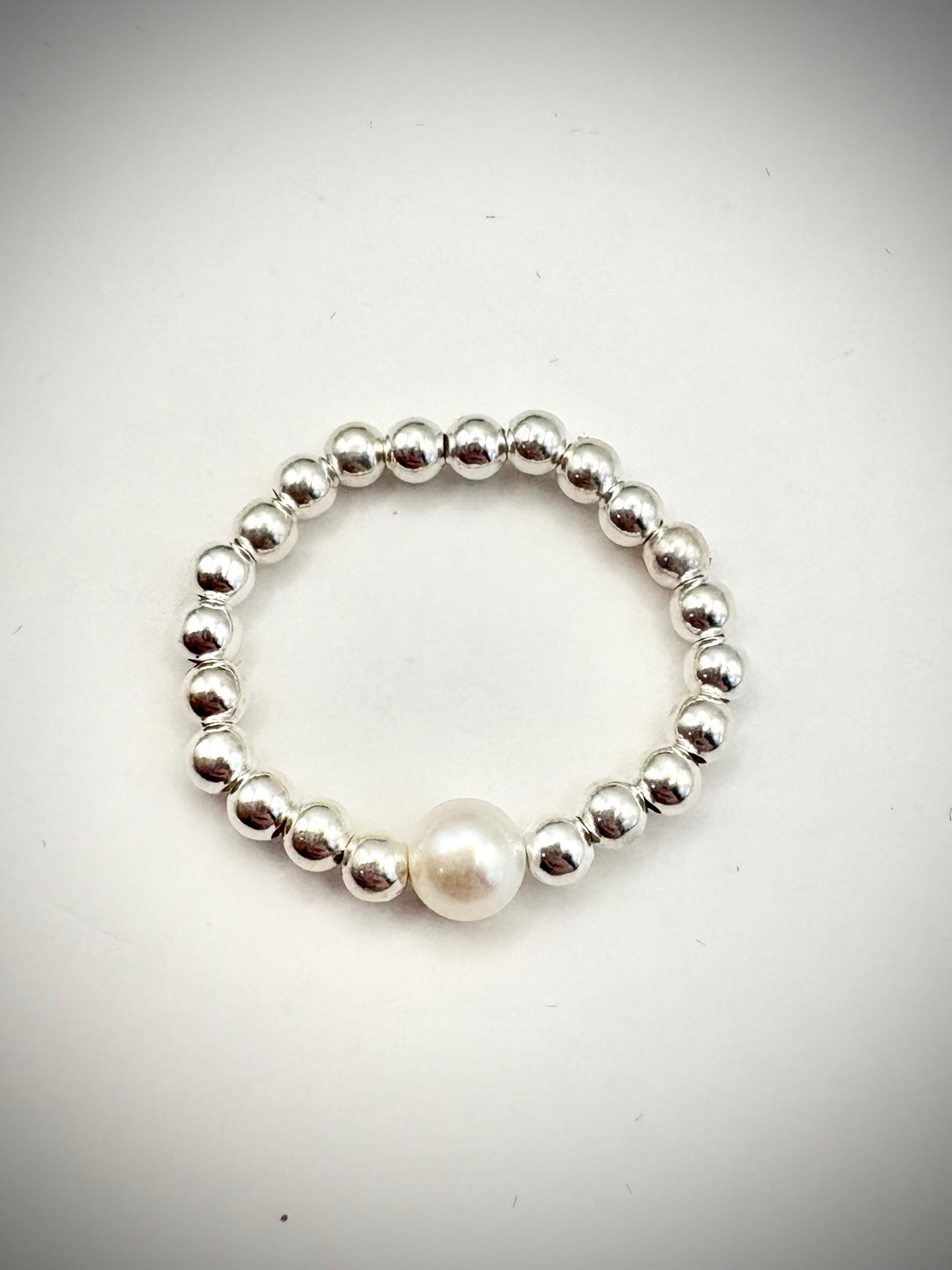 Luxe 925 Sterling Silver or Gold-Filled Freshwater Pearl Beaded Stretch Ring - Perfect For Stacking
