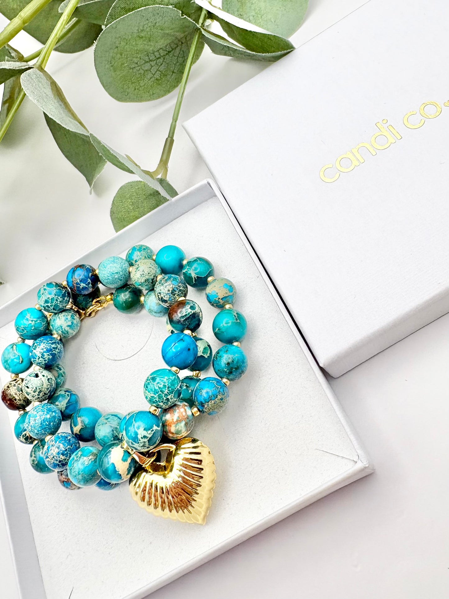 Turquoise Gemstone and Puffy Heart Pendant Necklace