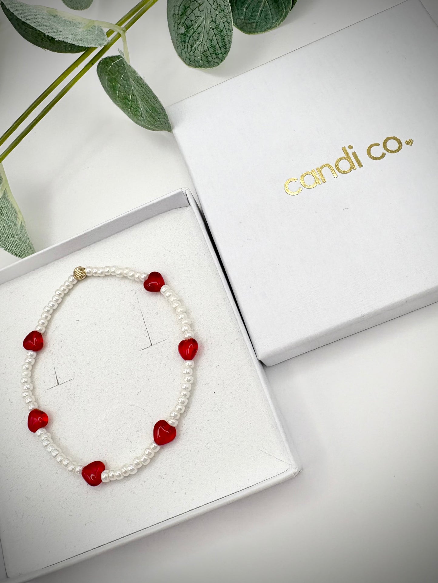 Pearl Seed Bead Initial Bracelet with Czech Glass Charms - Choice of Colour