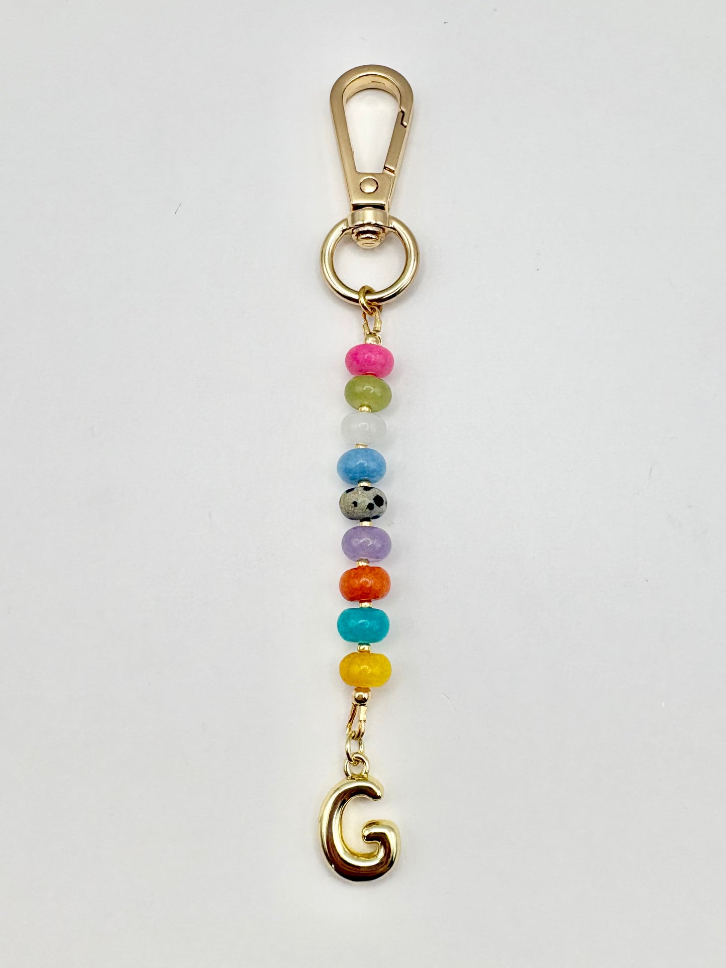 The Candi Keyring - Personalised Gemstone Bag Charm With Initial
