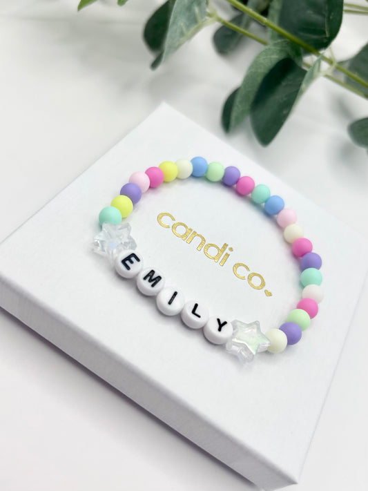 Pastel Confetti Personalised Name Bracelet Kids