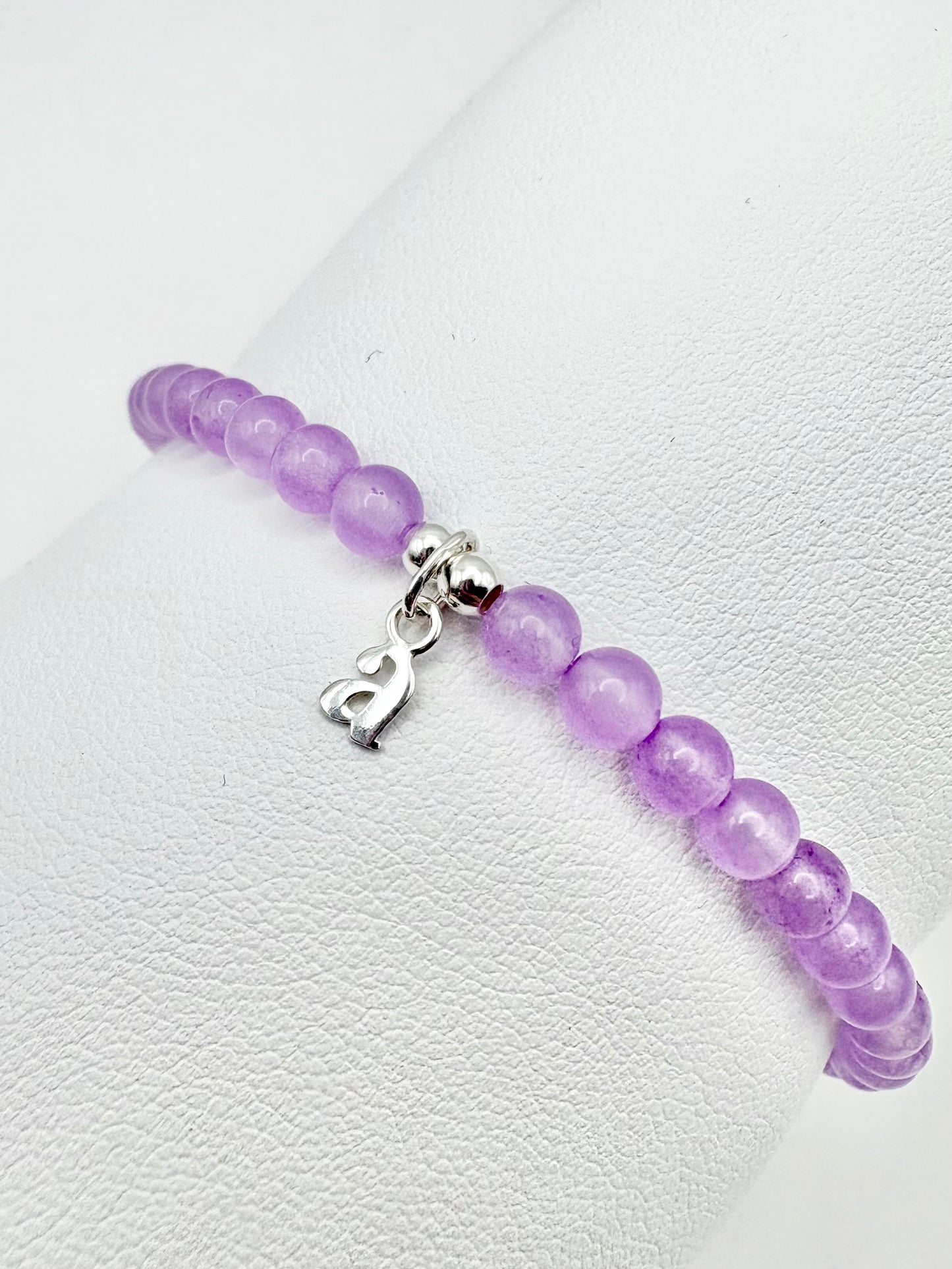 Lilac Malaysian Jade Sterling Silver Initial Bracelet