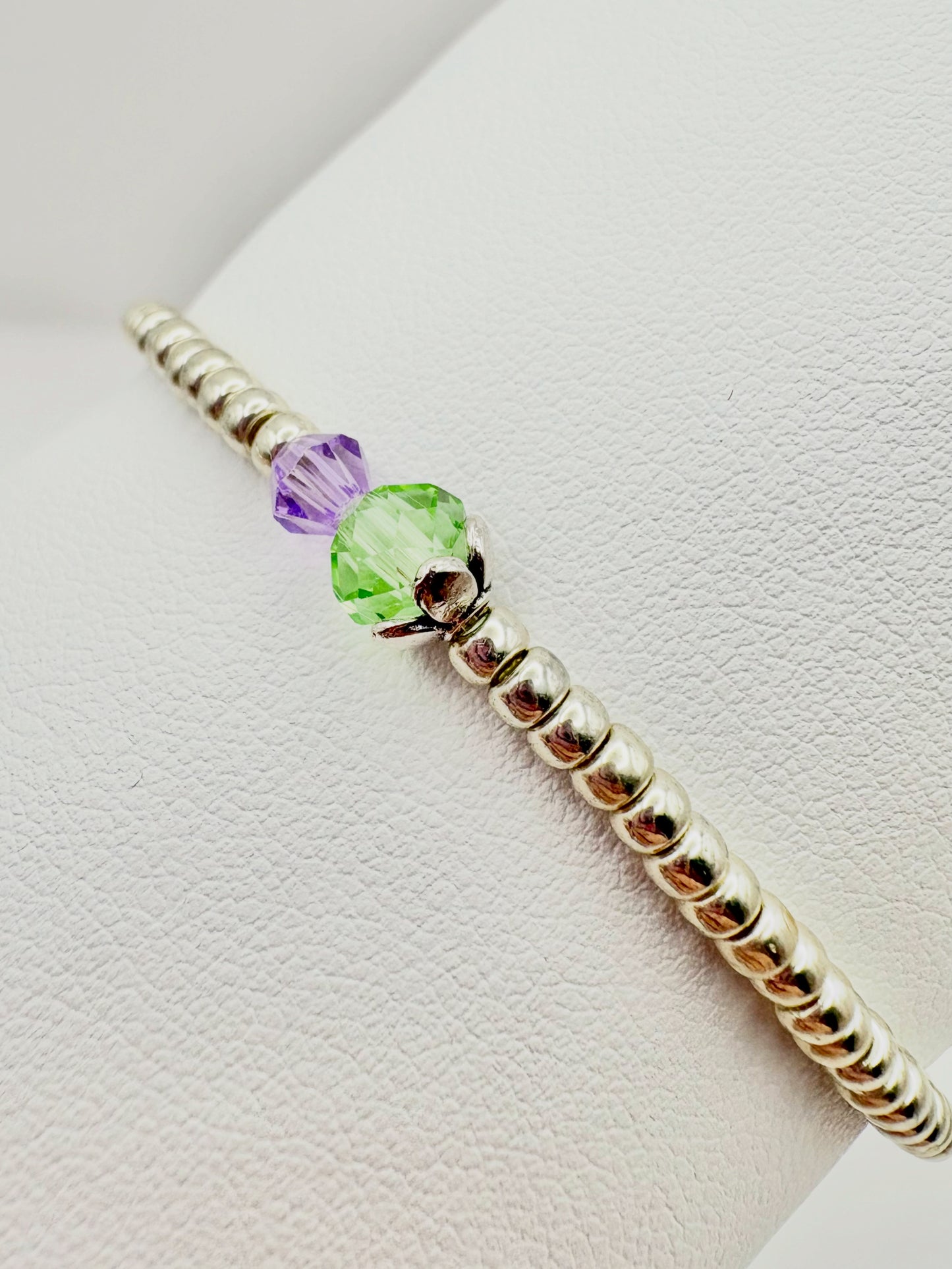 Thistle Seed Beaded Bracelet - Silver