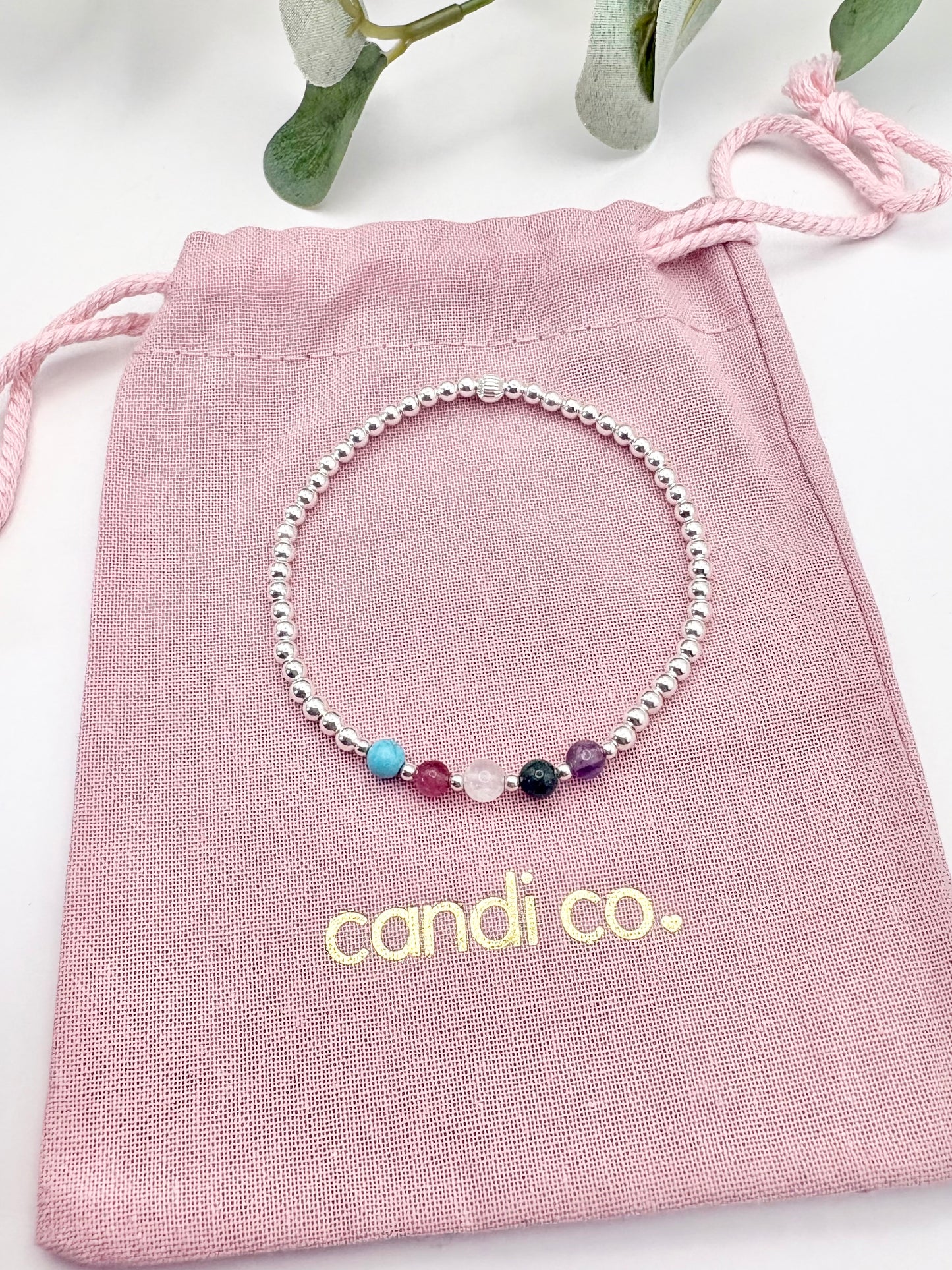 Family Birthstone Beaded Bracelet - Sterling Silver or Gold-Filled