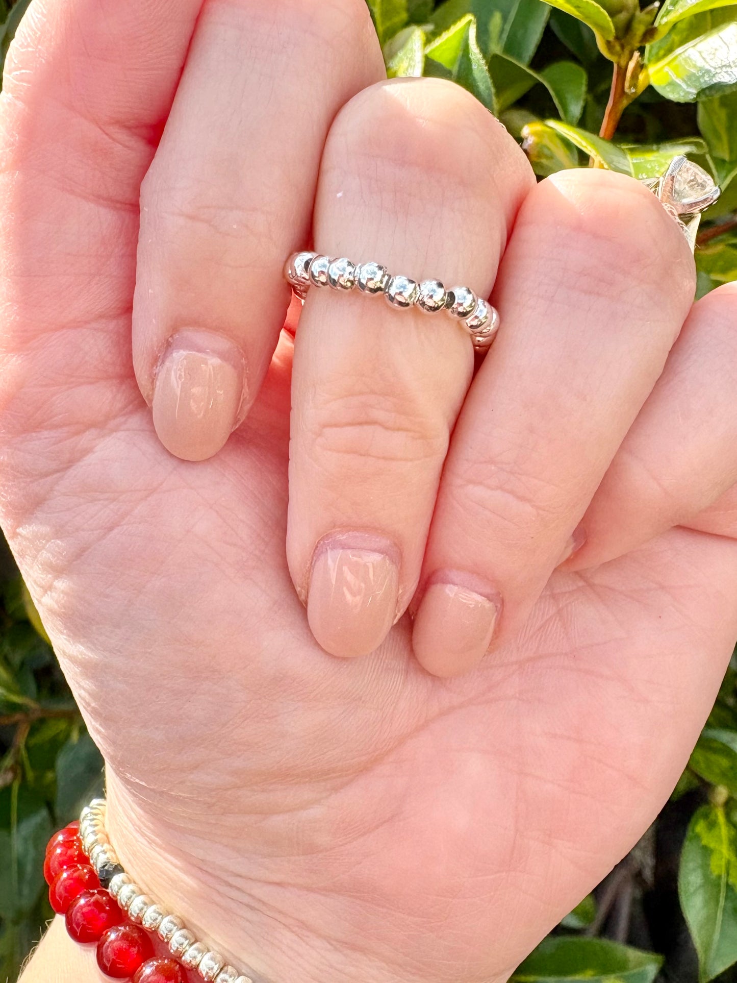 Beaded Stretch Ring - Gold or Silver-Plated