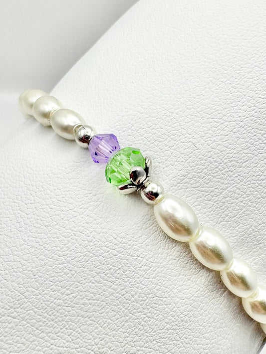 Thistle Glass Oval Pearl Bracelet – Silver-Plated