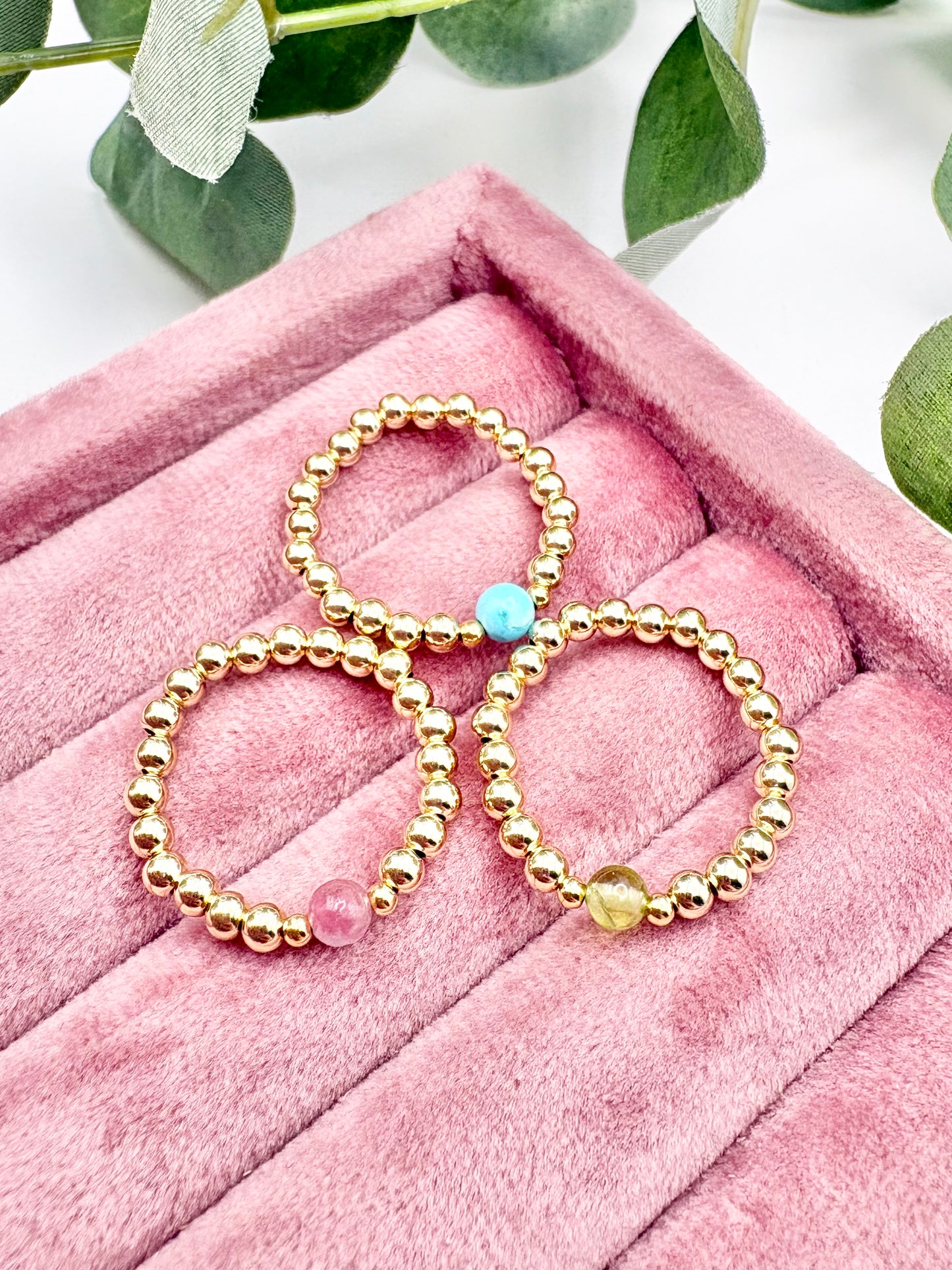 Birthstone Beaded Ring - Sterling Silver or Gold-Filled
