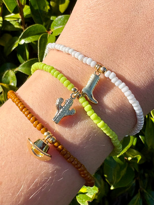 Western charm seed bead bracelet stack - SALE