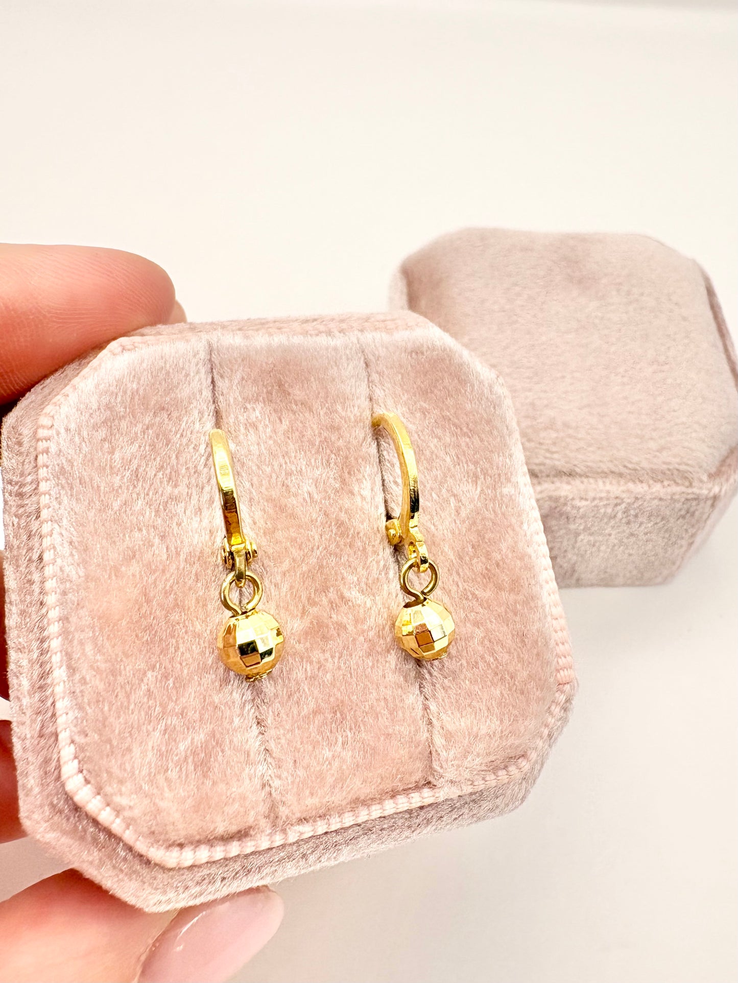 Gold-Plated Disco Ball Huggie Hoop Earrings - SALE