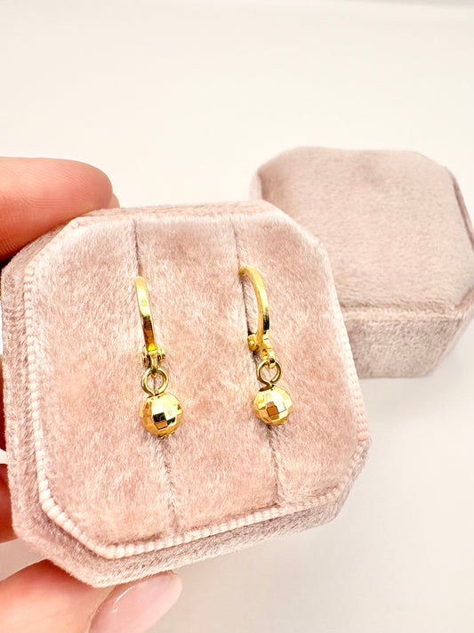 Gold-Plated Disco Ball Huggie Hoop Earrings - SALE