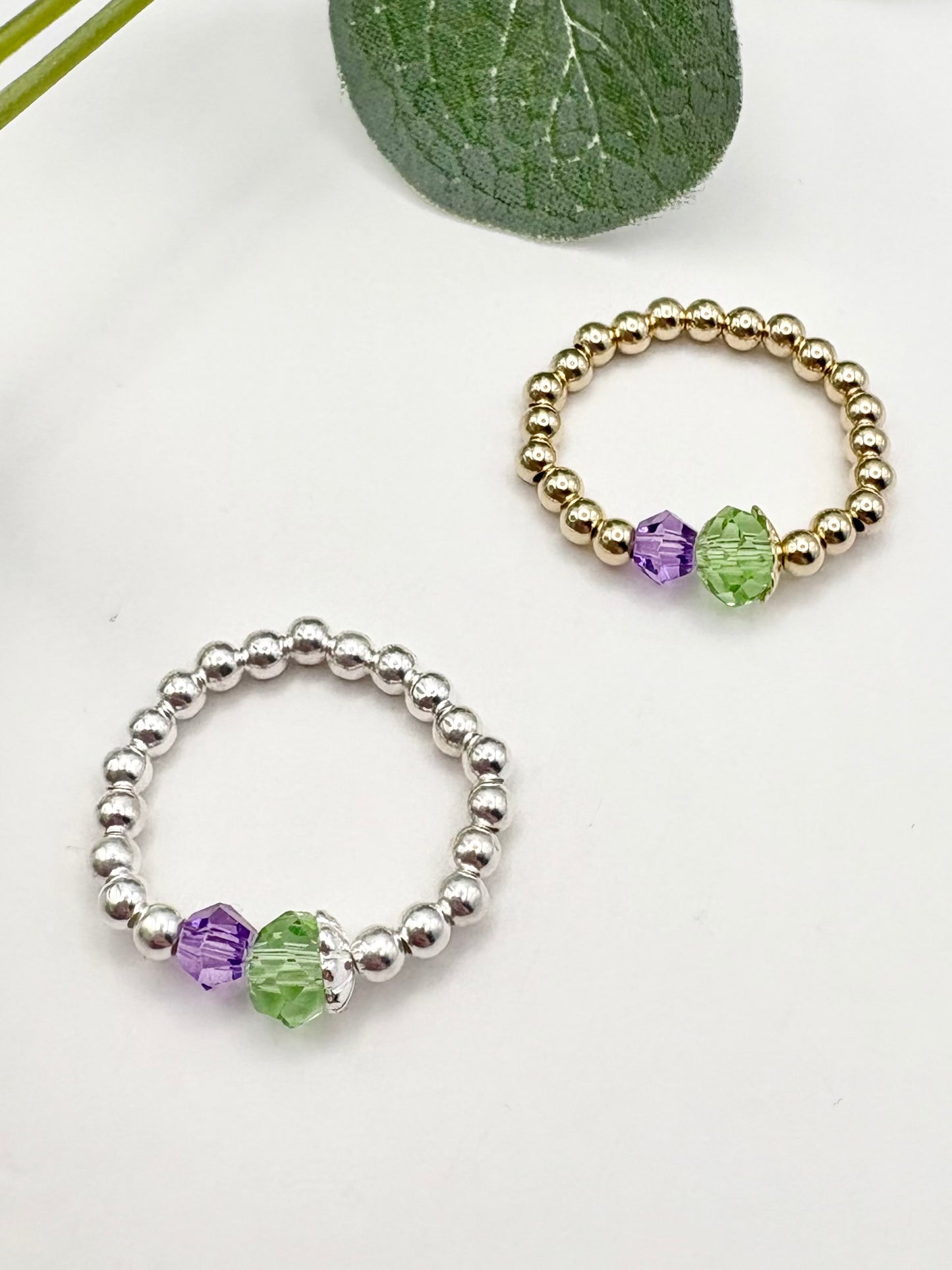 Thistle Beaded Stretch Ring - Sterling Silver or Gold-Filled