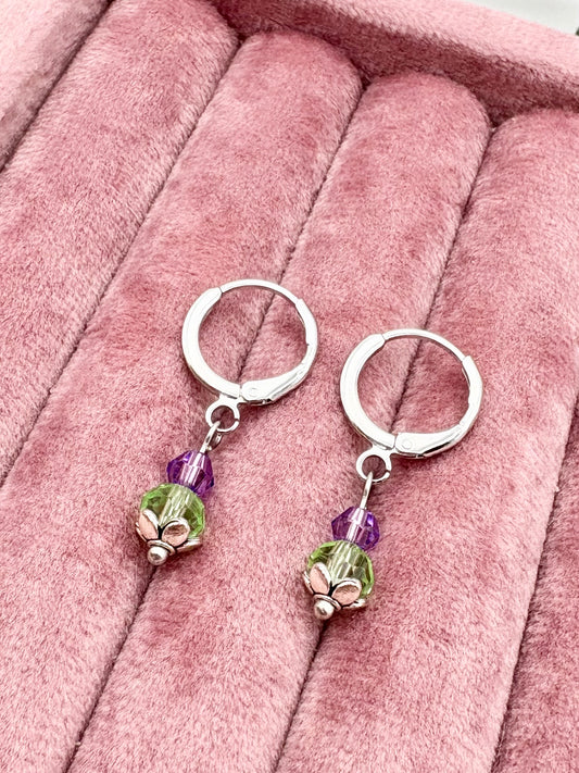 Thistle Huggie Hoop Earrings Gold or Silver-Plated
