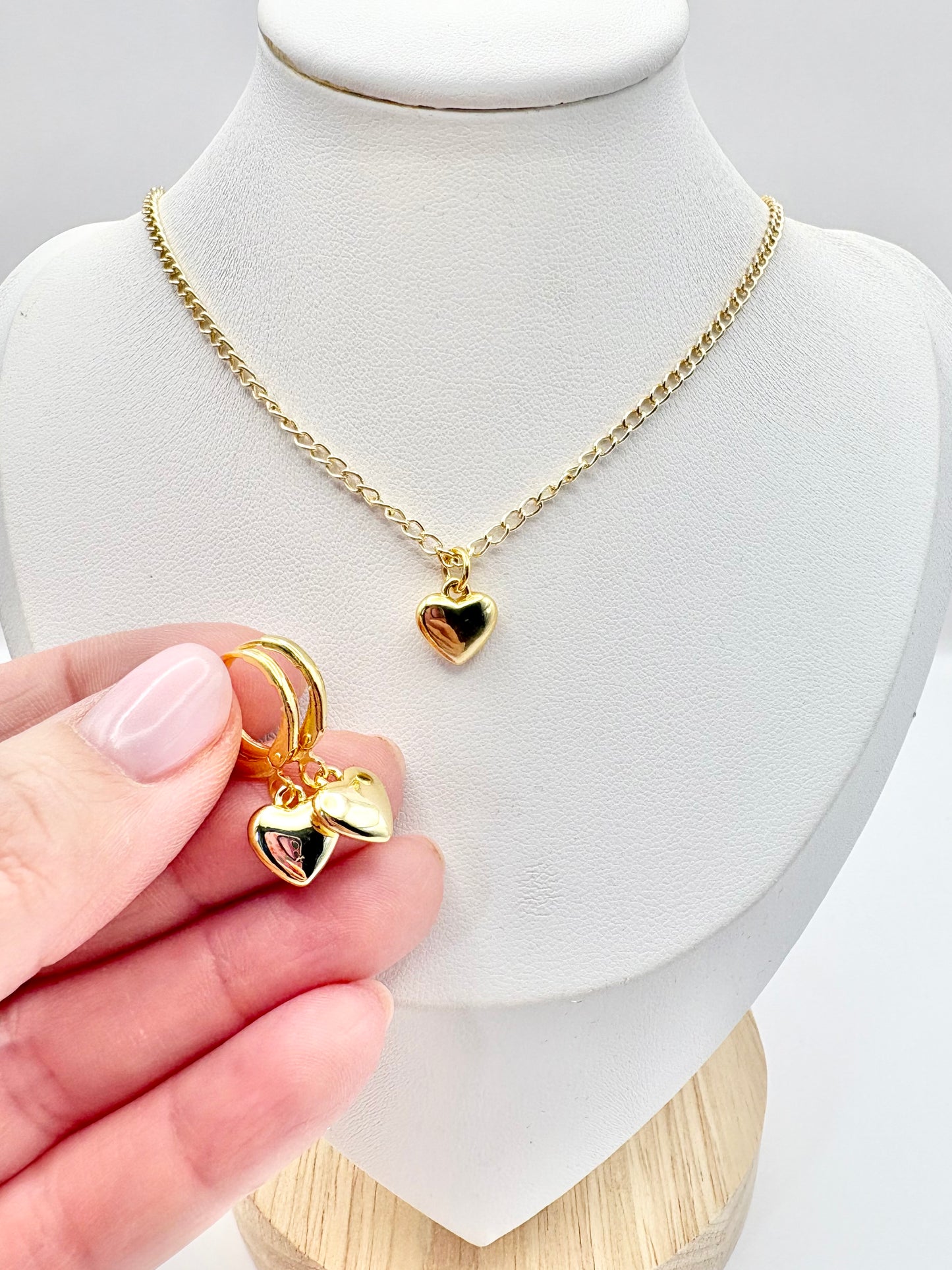 Gold-Plated Heart Necklace and Earrings set - SALE