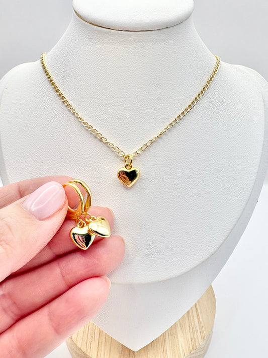 Gold-Plated Heart Necklace and Earrings set - SALE