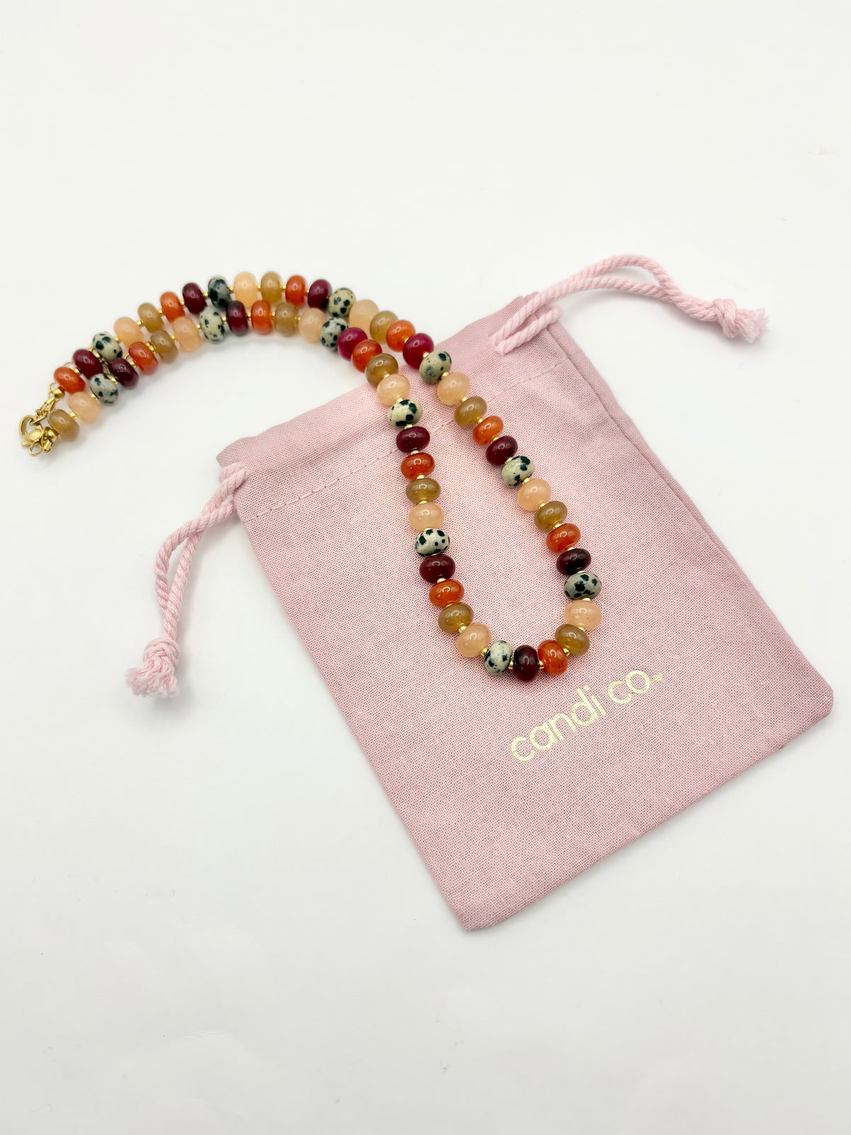Candi Drop #10 - Dyed Quartz & Dalmatian Jasper Necklace