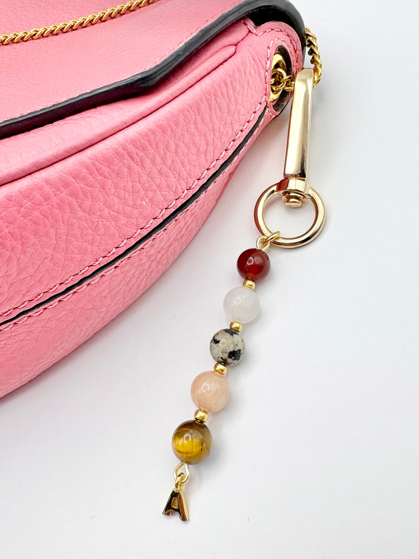 Personalised Gemstone Bag Charm With Initial