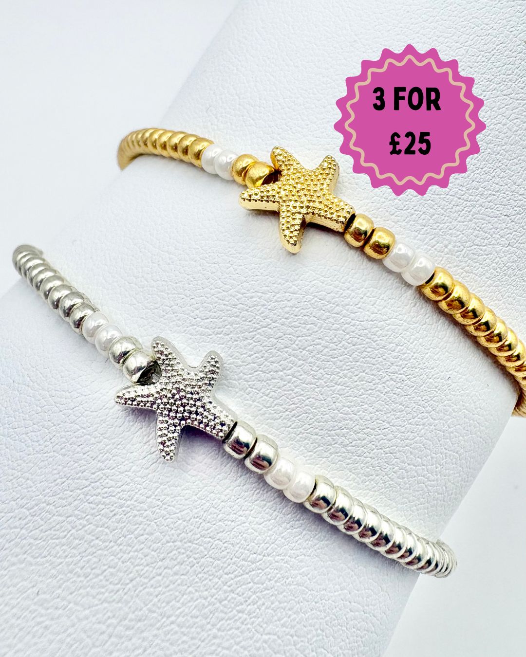 Seed Bead Stacking Bracelets - Starfish Charm