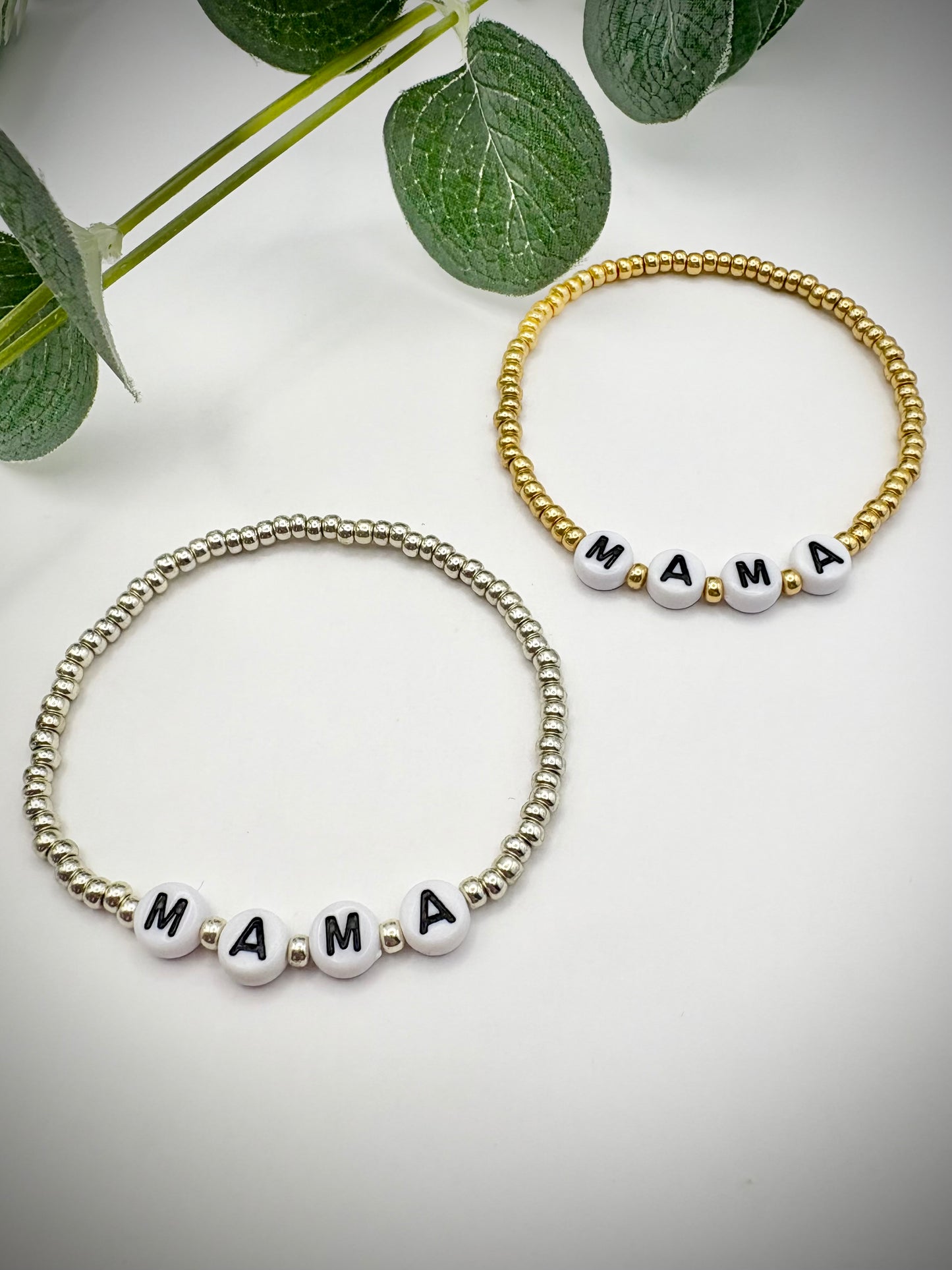 Seed Bead Mama Bracelet - Gold or Silver