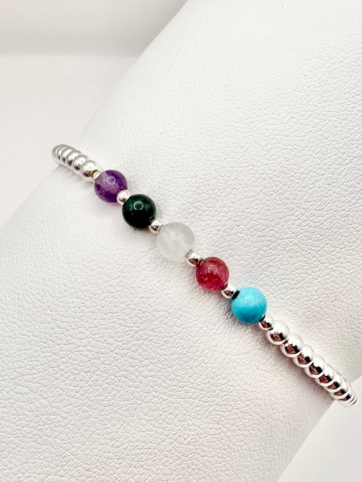 Family Birthstone Beaded Bracelet - Sterling Silver or Gold-Filled