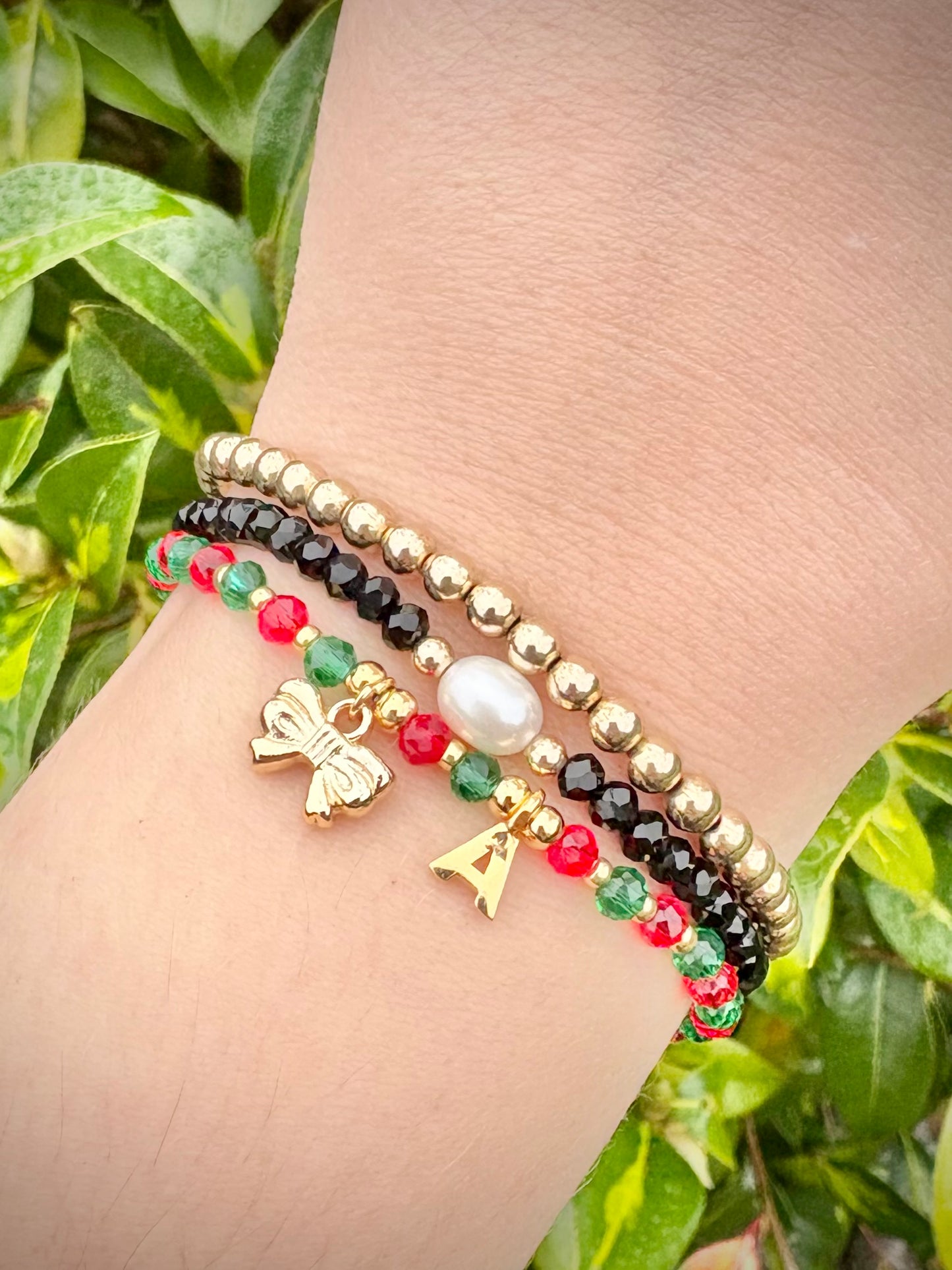 Festive Bow Bracelet With Initial