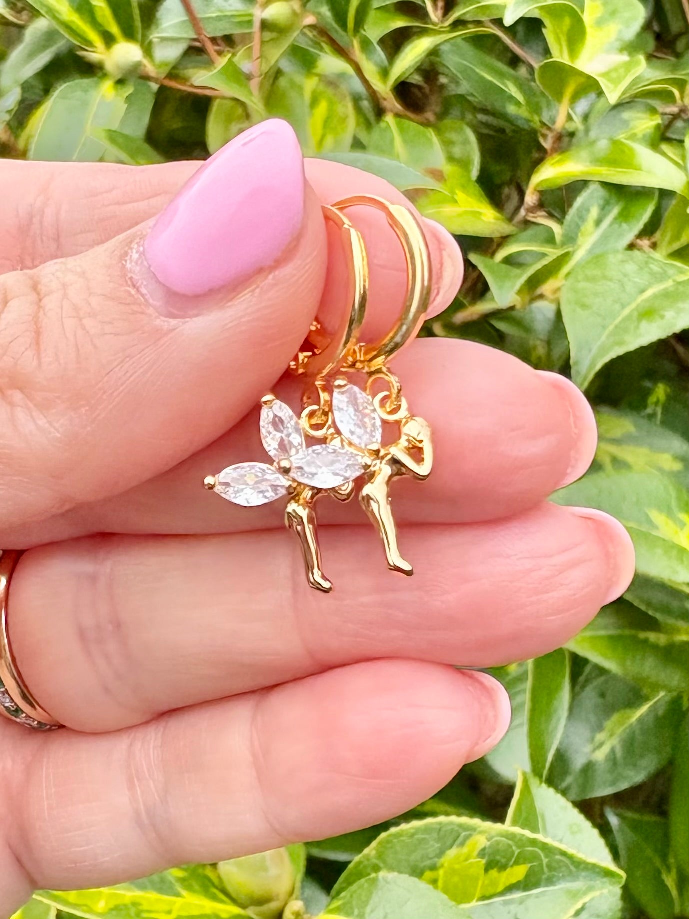 Kids Fairy Charm Huggie Hoop Earrings - Gold