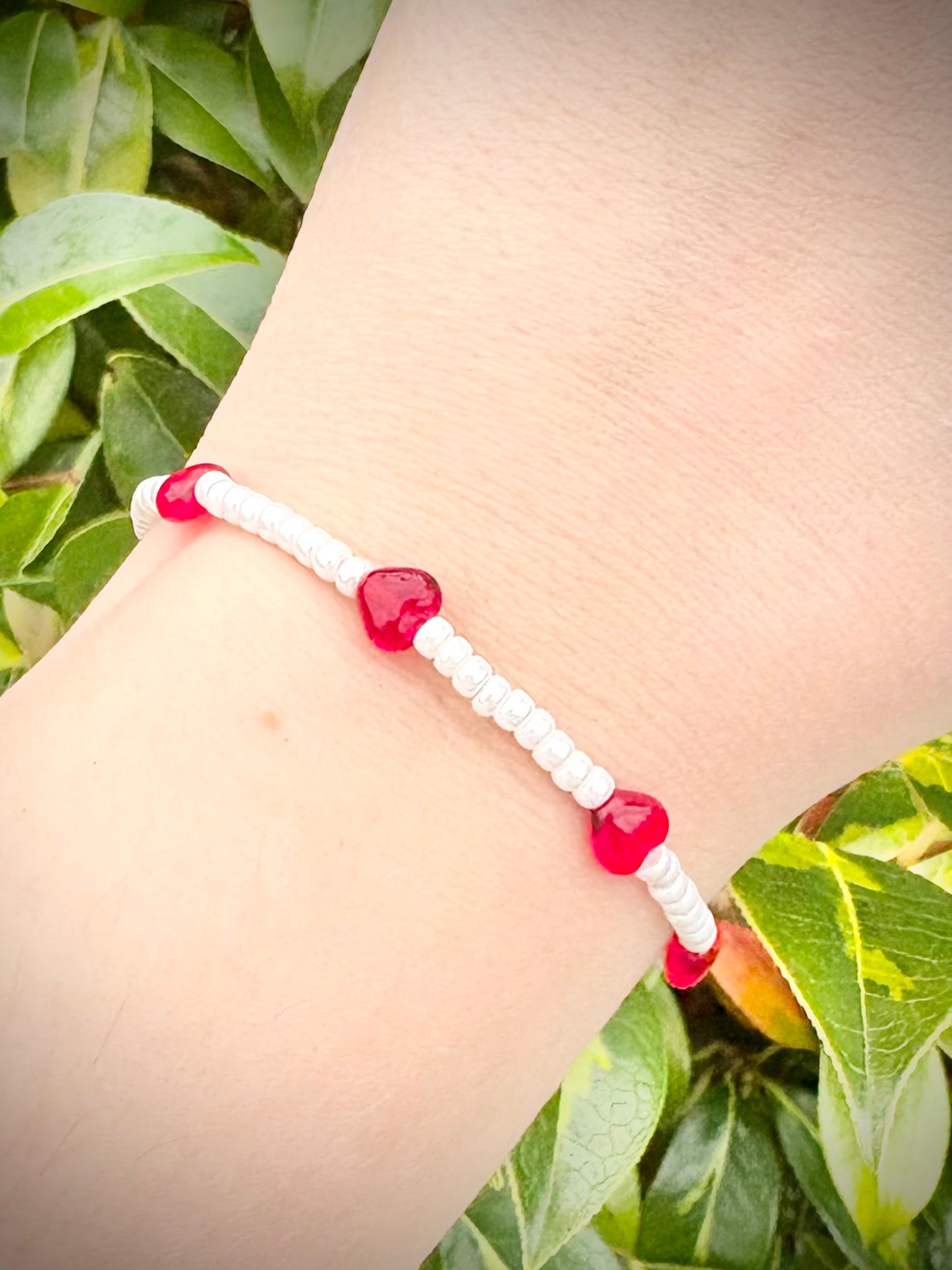 Pearl Seed Bead Initial Bracelet with Czech Glass Charms - Choice of Colour