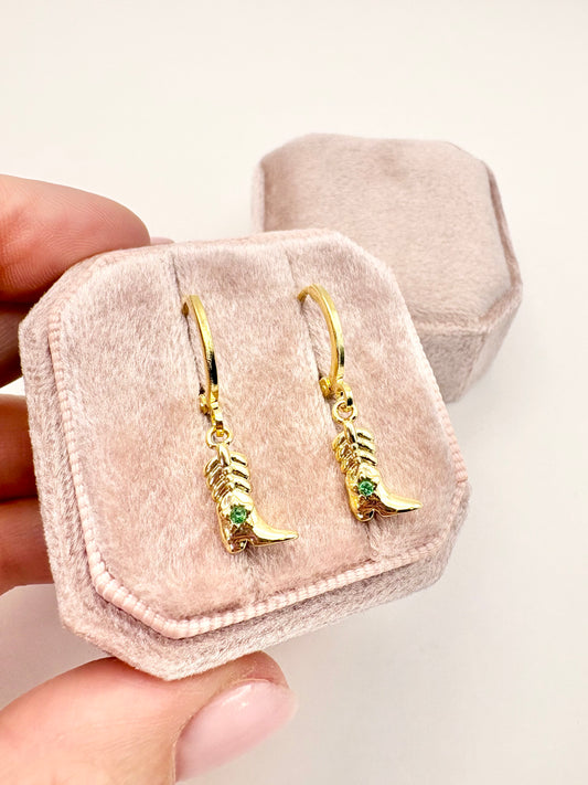 Gold-Plated Cowboy Boot Huggie Hoop Earrings - SALE