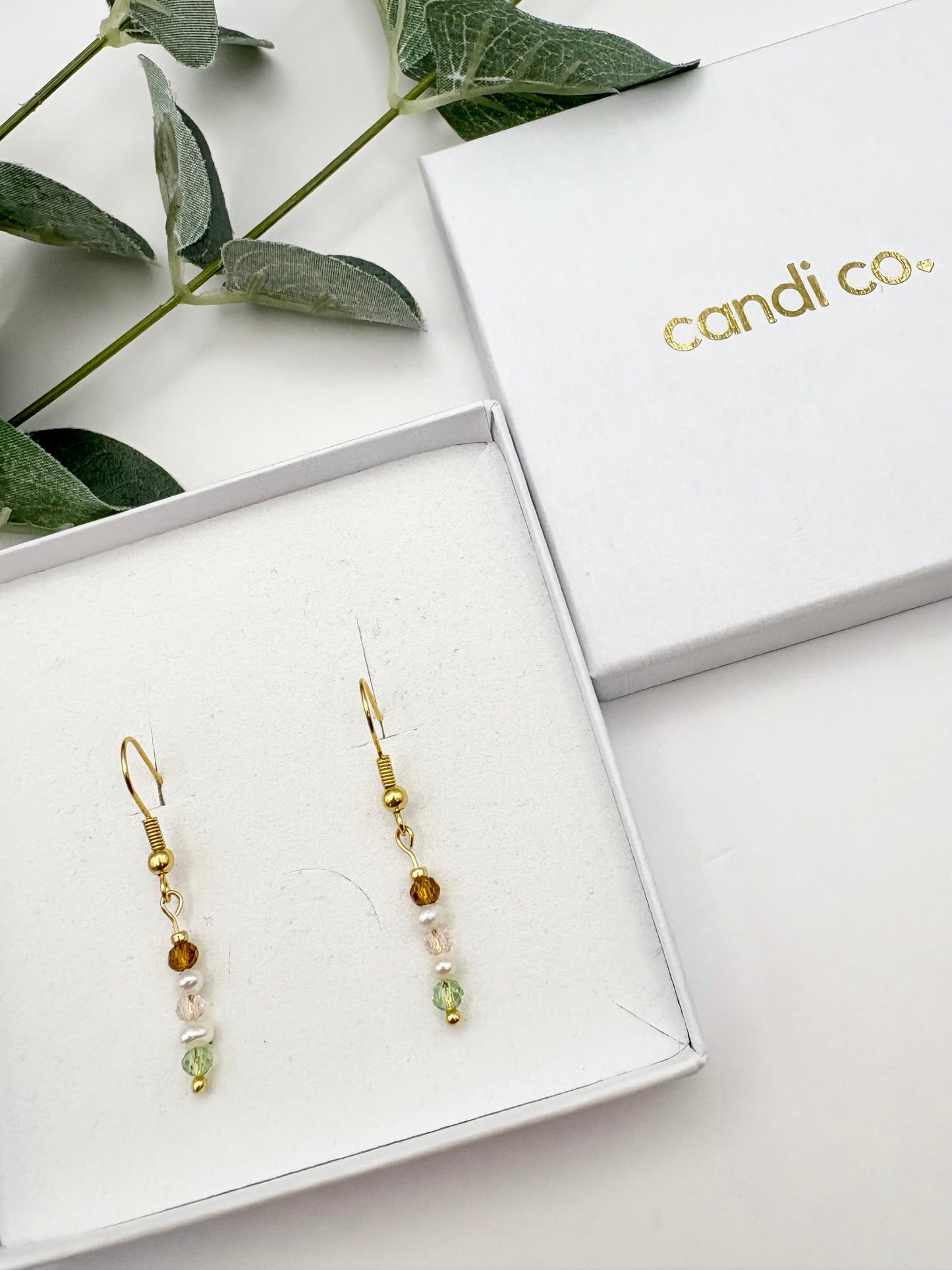 Freshwater Pearl and Crystal Wire Earrings - Gold-plated or Gold-filled
