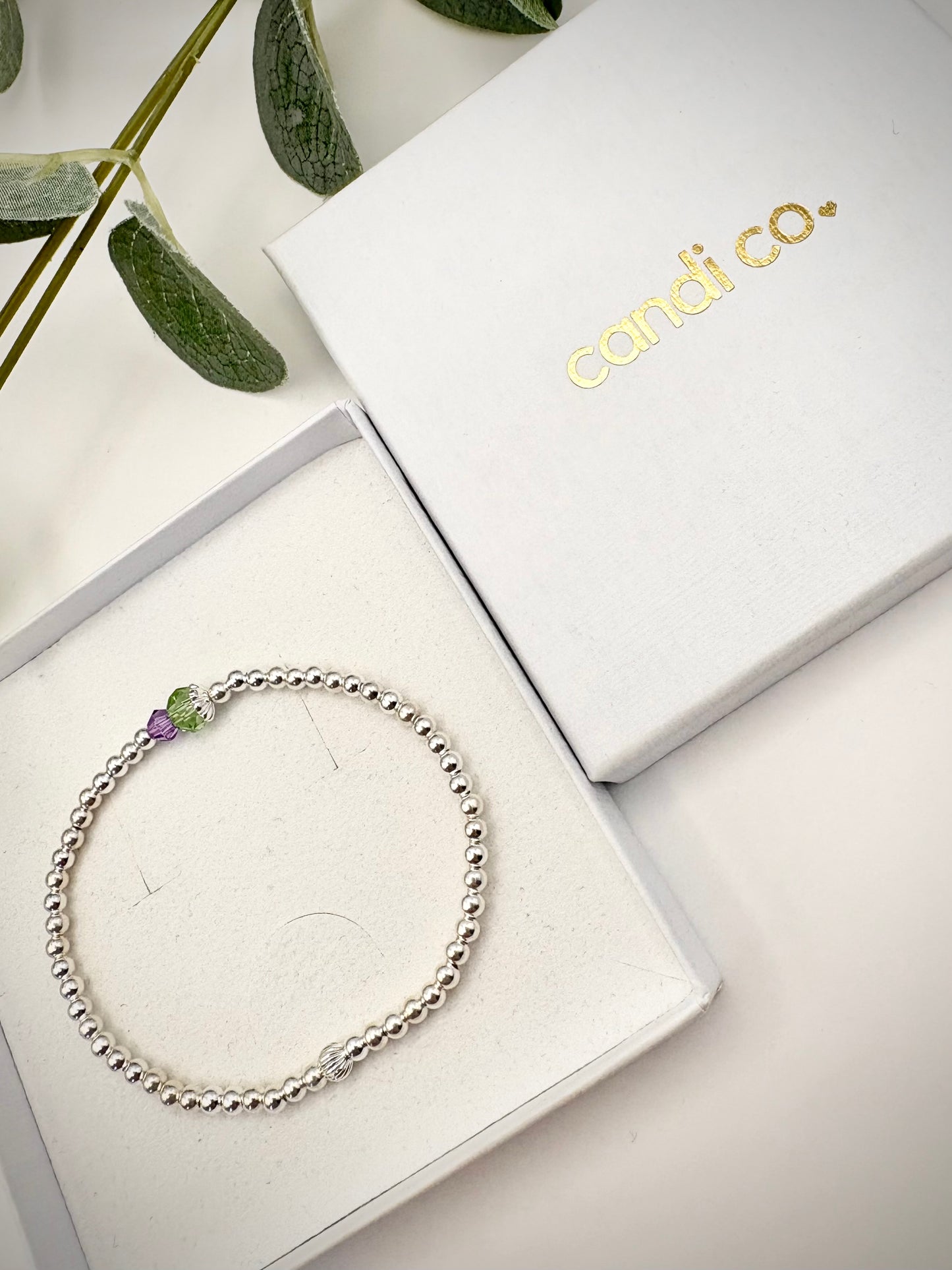 Thistle Dainty Beaded Stretch Bracelet - Sterling Silver or Gold-Filled