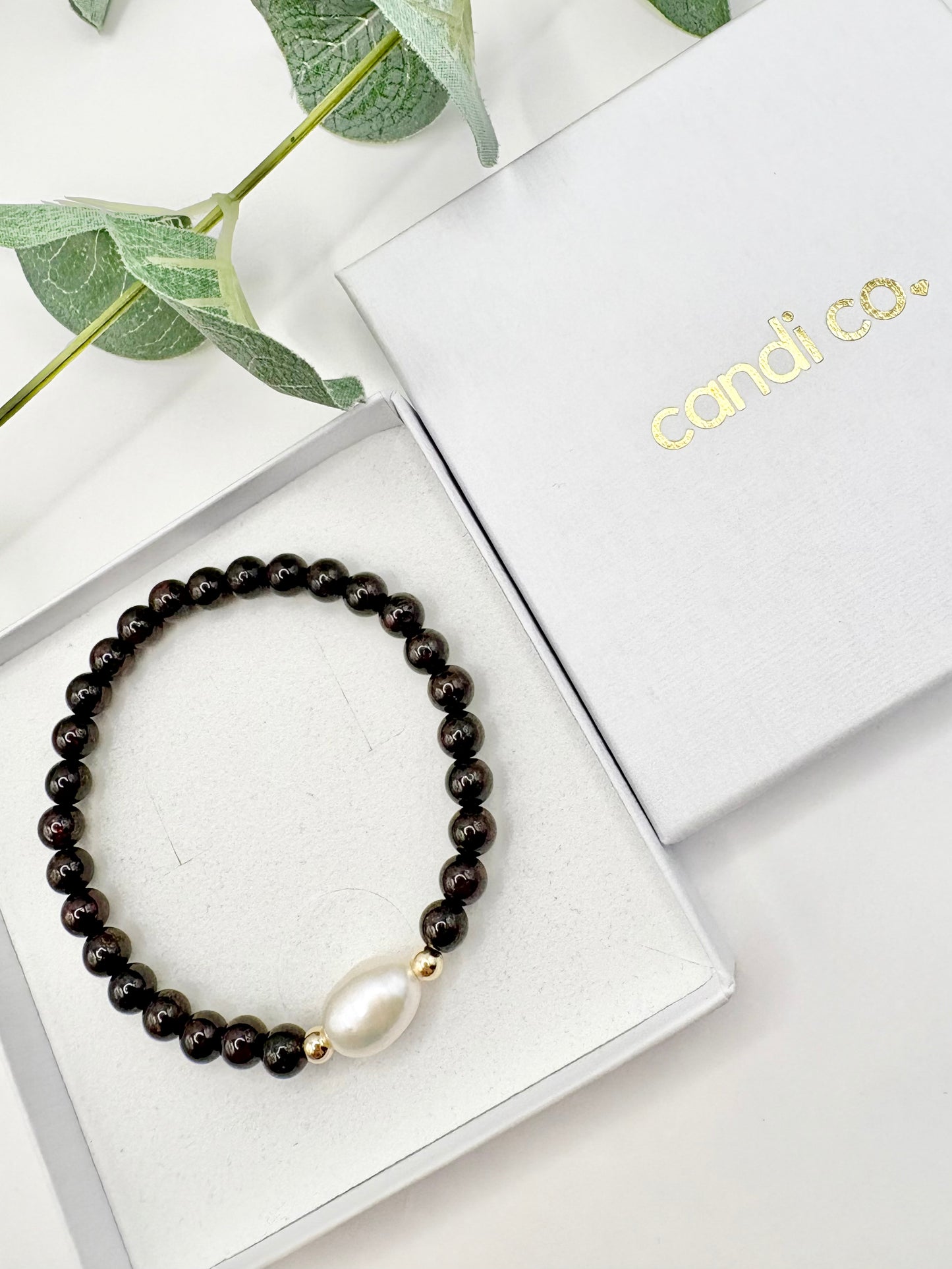Handmade Garnet and Pearl Bracelet – Gold-Filled