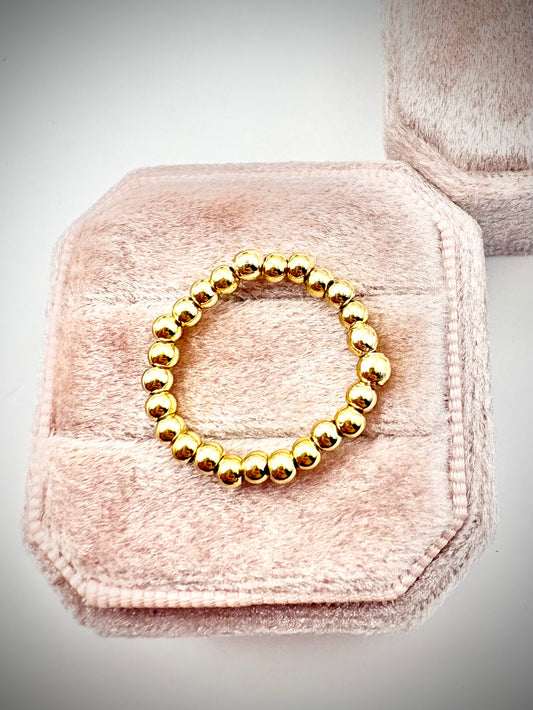Beaded Stretch Ring - Gold or Silver-Plated