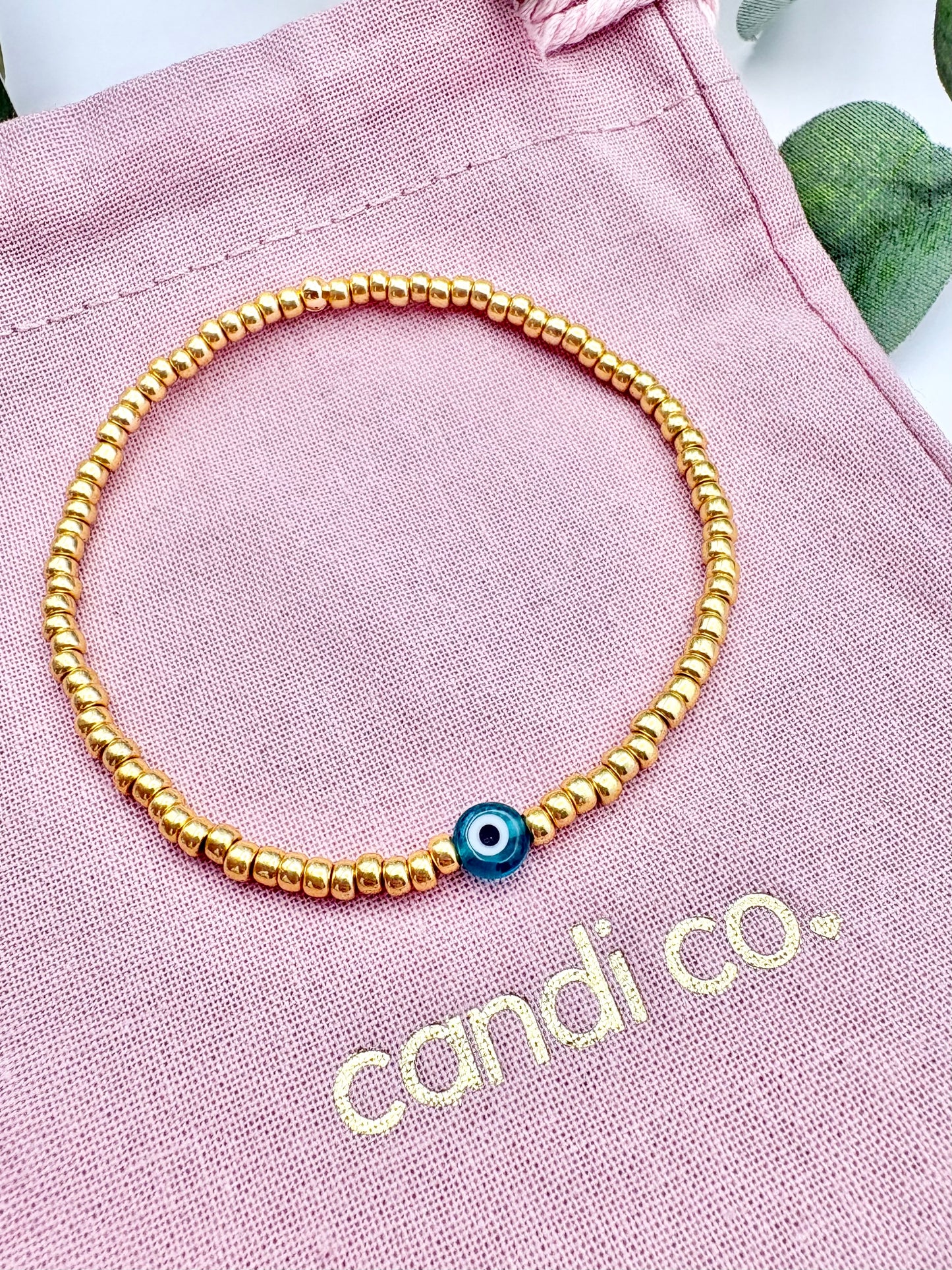 Evil Eye Seed Bead Bracelet - Gold or Silver