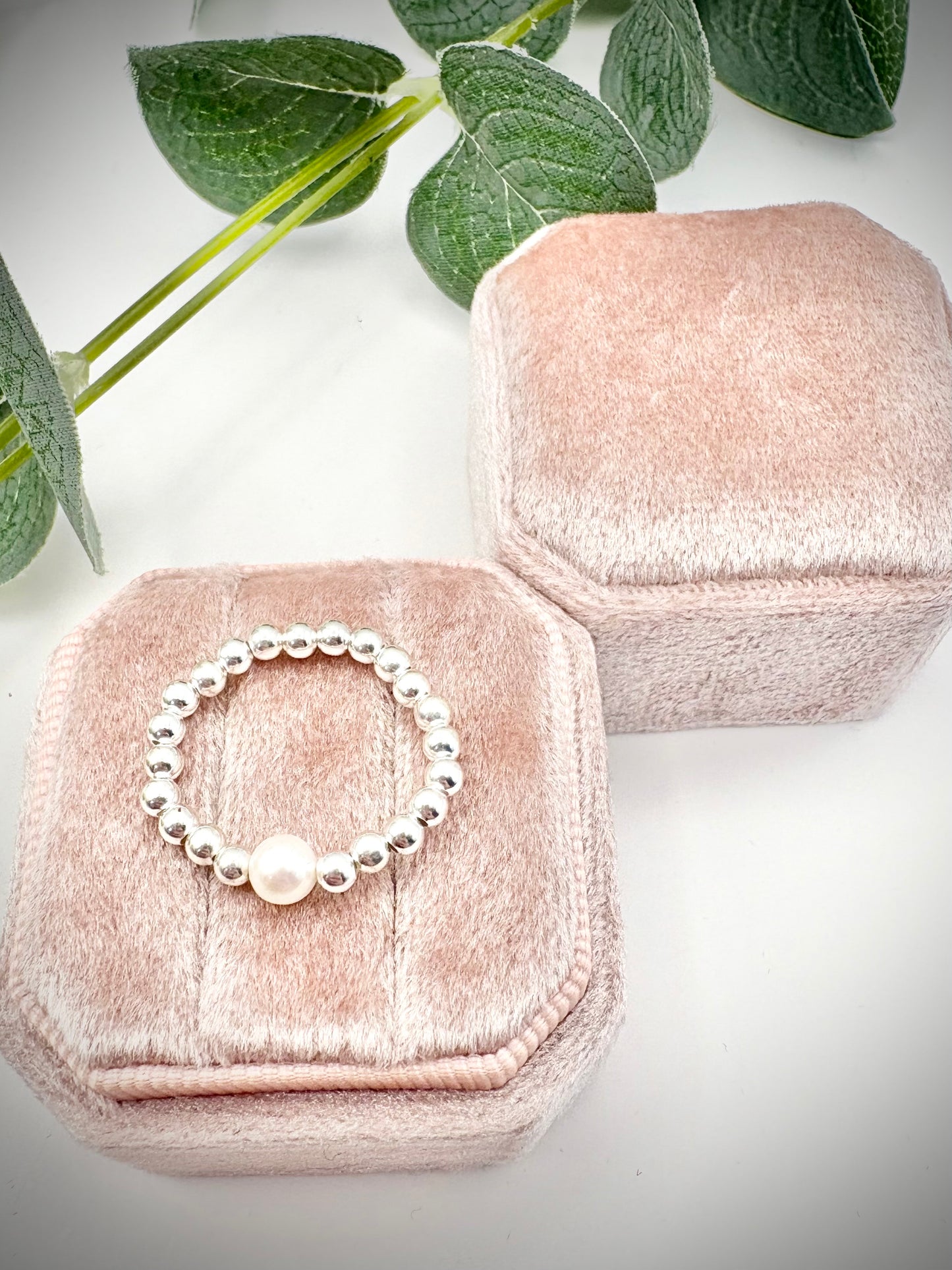 Luxe 925 Sterling Silver or Gold-Filled Freshwater Pearl Beaded Stretch Ring - Perfect For Stacking