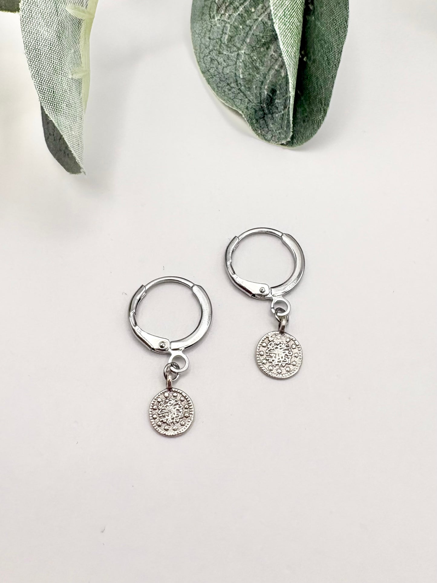 Boho Coin Huggie Hoop Earrings - Gold or Silver-Plated