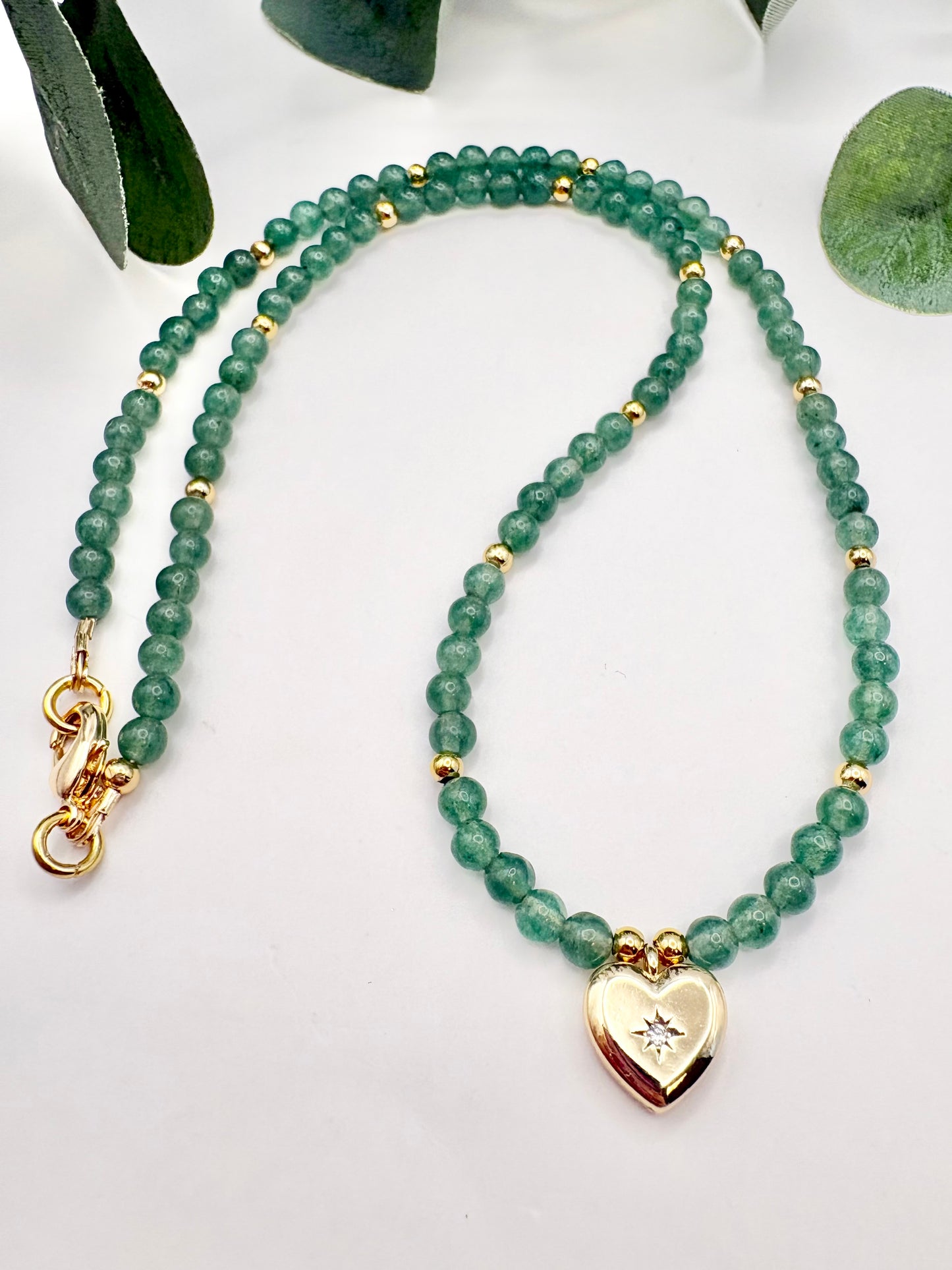 Pastel Gemstone & Vintage Heart Charm Necklace - Various Colours