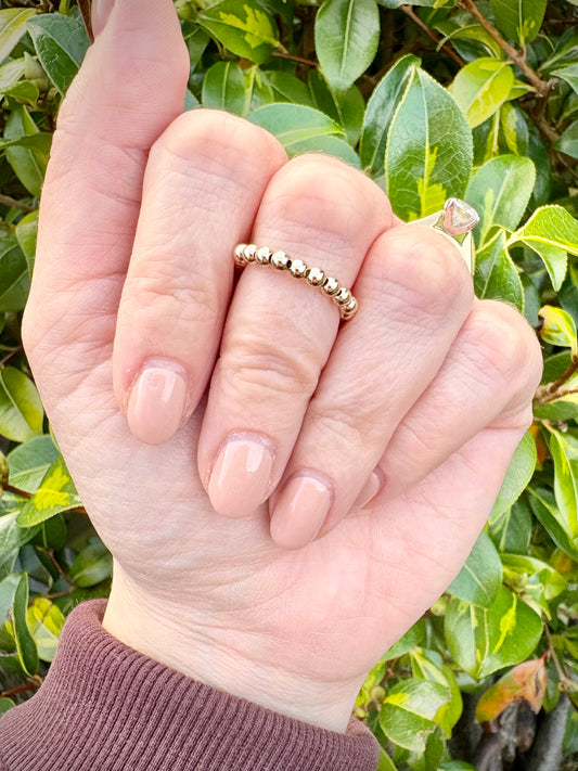 Luxe 14k Gold-filled 3mm Beaded Stretch Ring - Perfect For Stacking