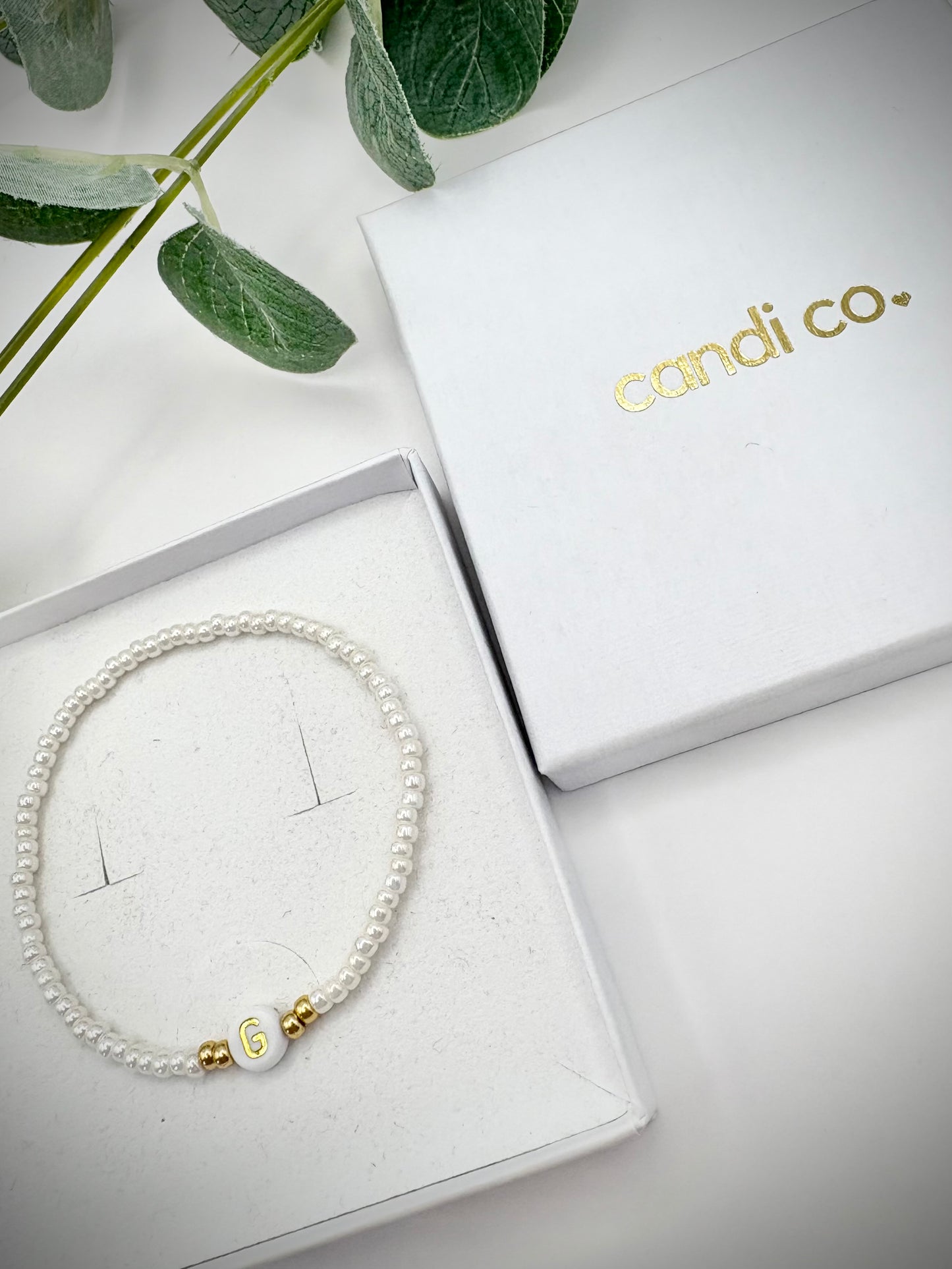 Pearl Seed Bead Initial Bracelet - Gold or Silver