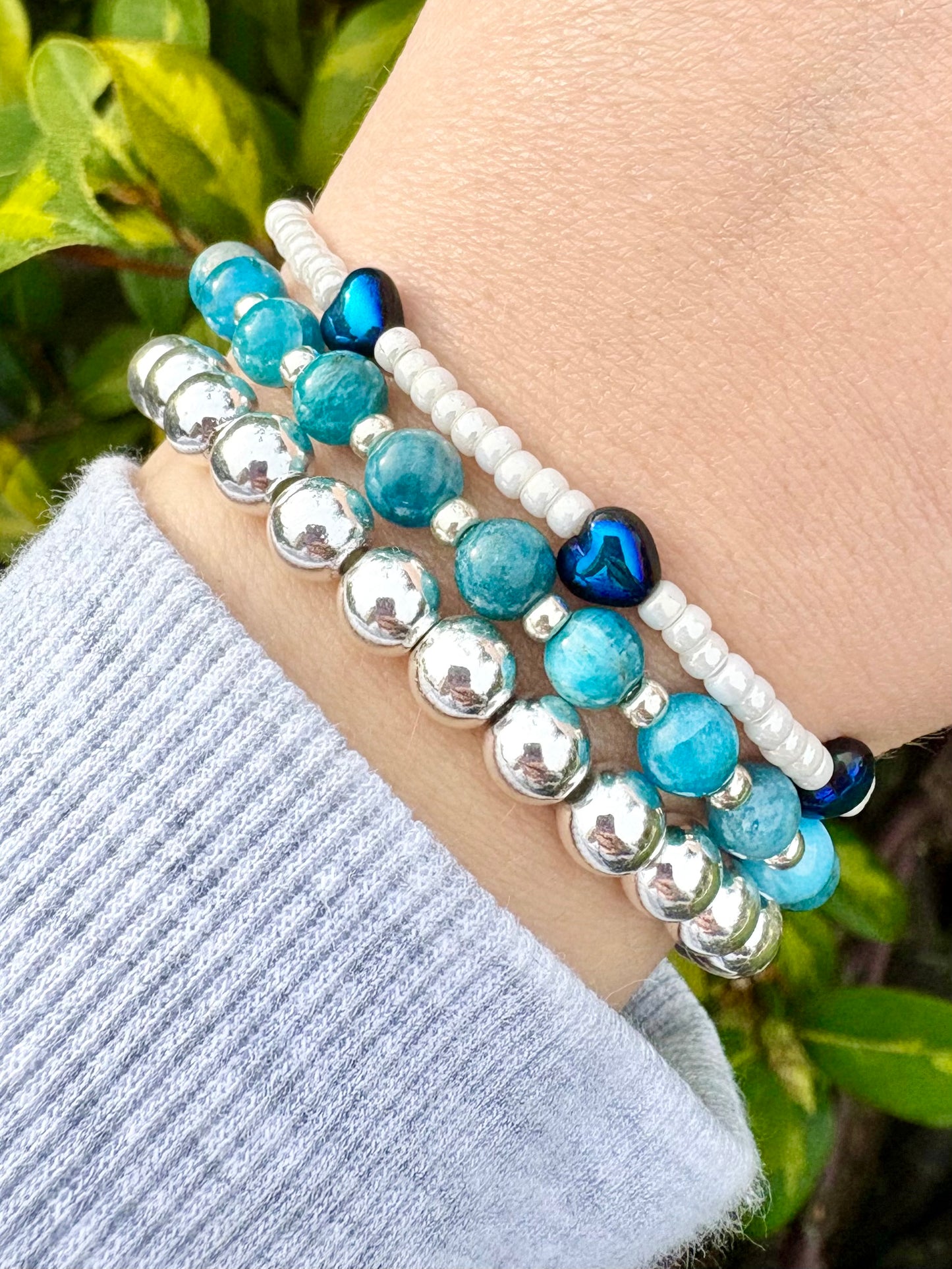 Hematite Beaded Stretch Bracelet - Gold, Silver or Rose Gold