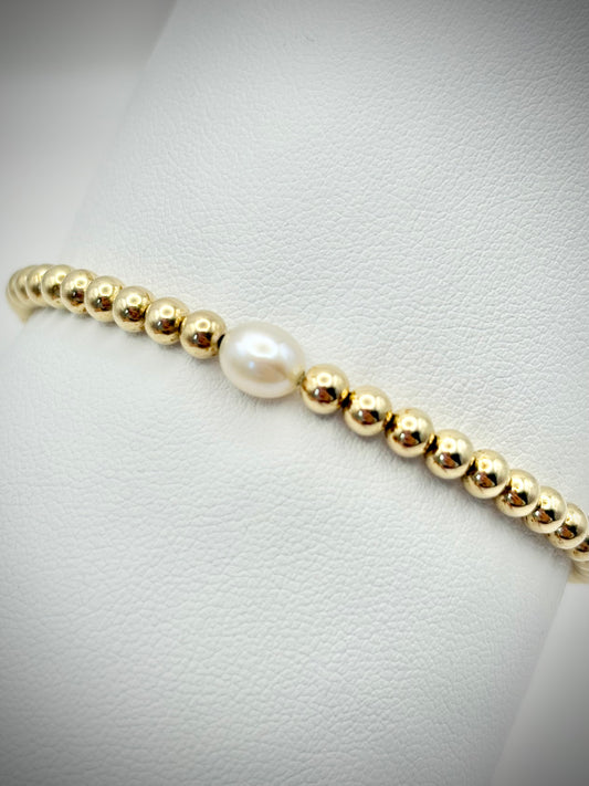 Freshwater Pearl 14k Gold-filled 4mm Beaded Stretch Bracelet - Perfect For Stacking